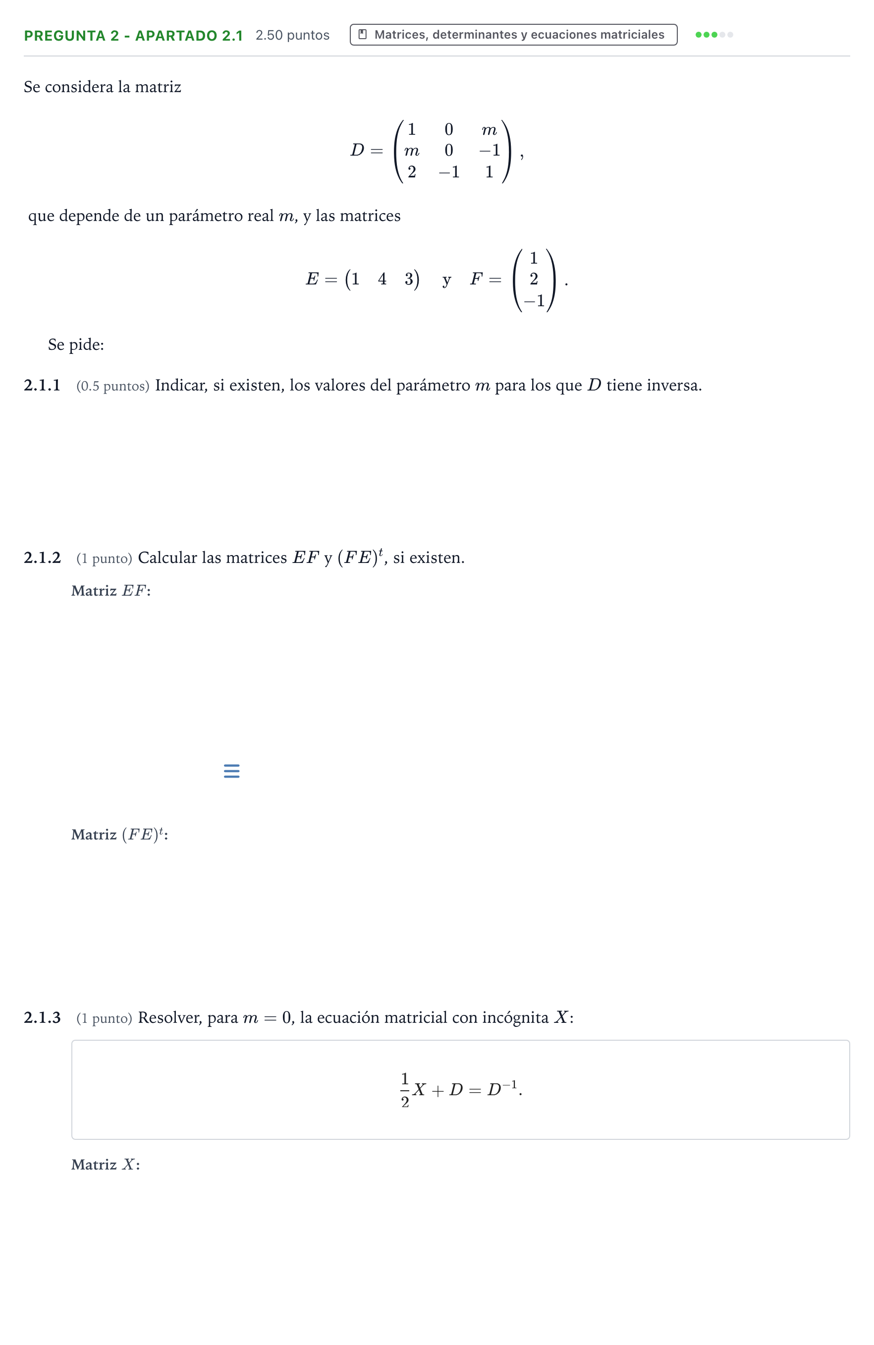 Enunciado: Pregunta 2 - Apartado 2.1 · Matemáticas II PAU Valencia Extraordinaria DANA 2025