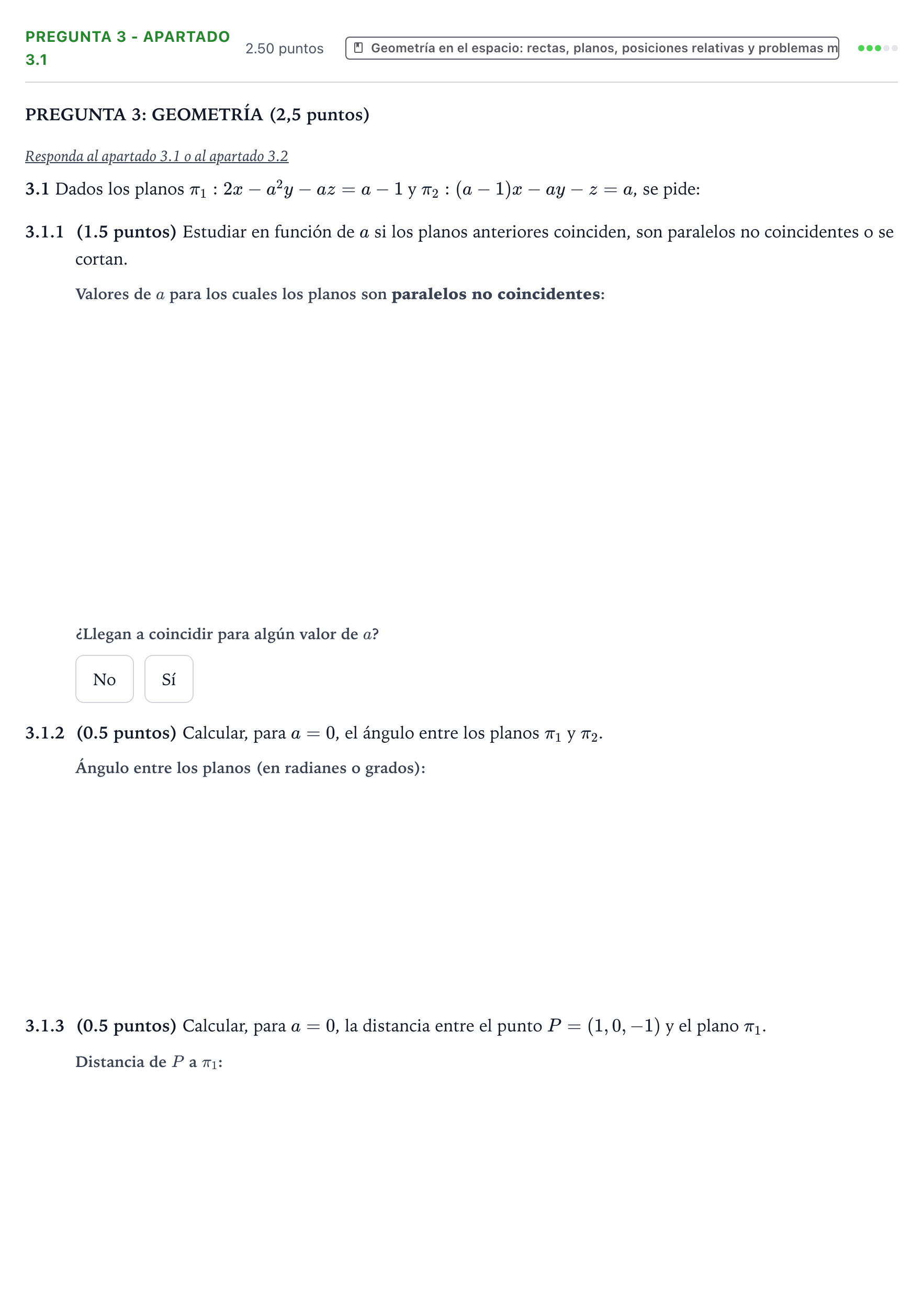 Enunciado: Pregunta 3 - Apartado 3.1 · Matemáticas II PAU Valencia Extraordinaria DANA 2025