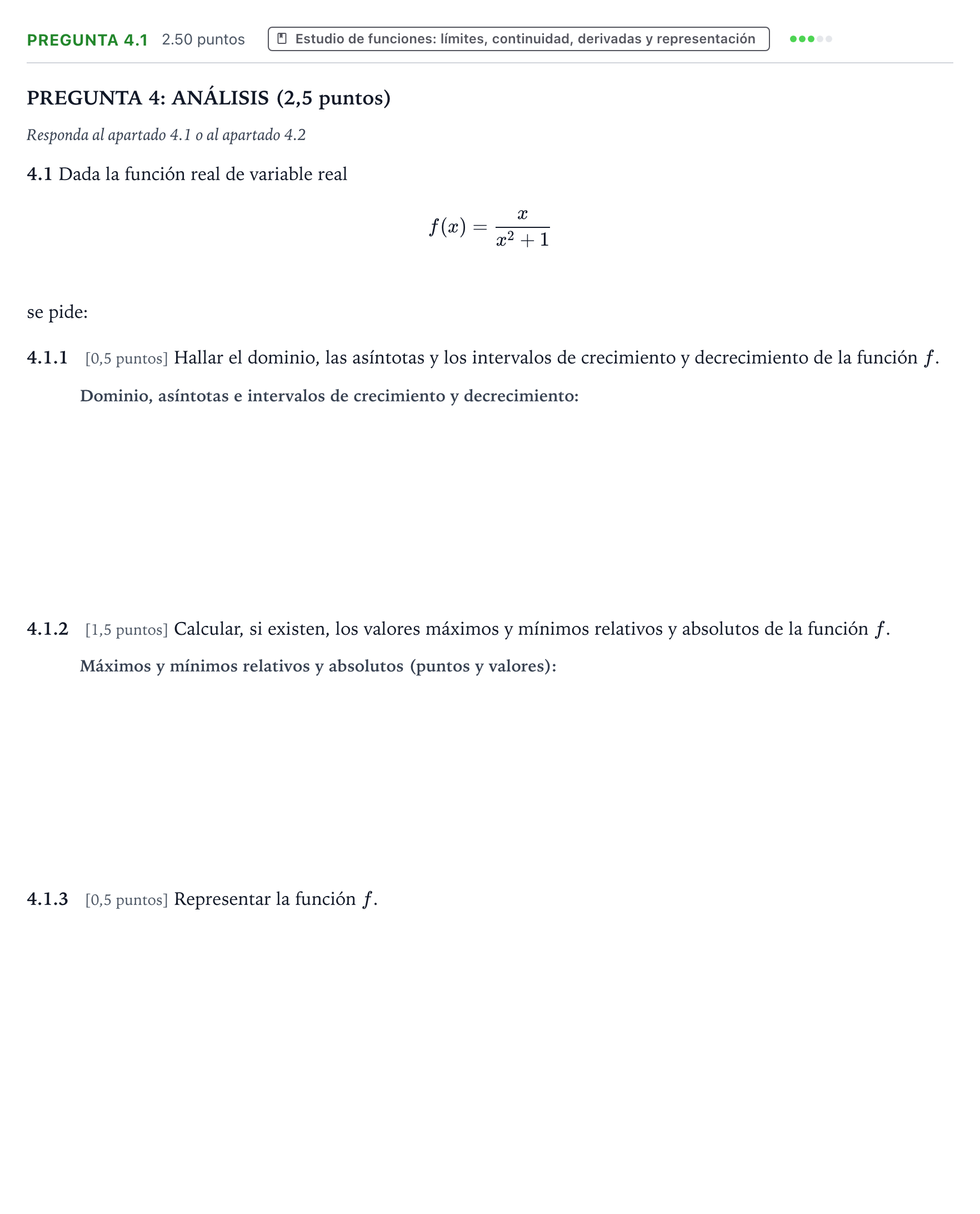 Enunciado: Pregunta 4.1 · Matemáticas II PAU Valencia Extraordinaria 2025