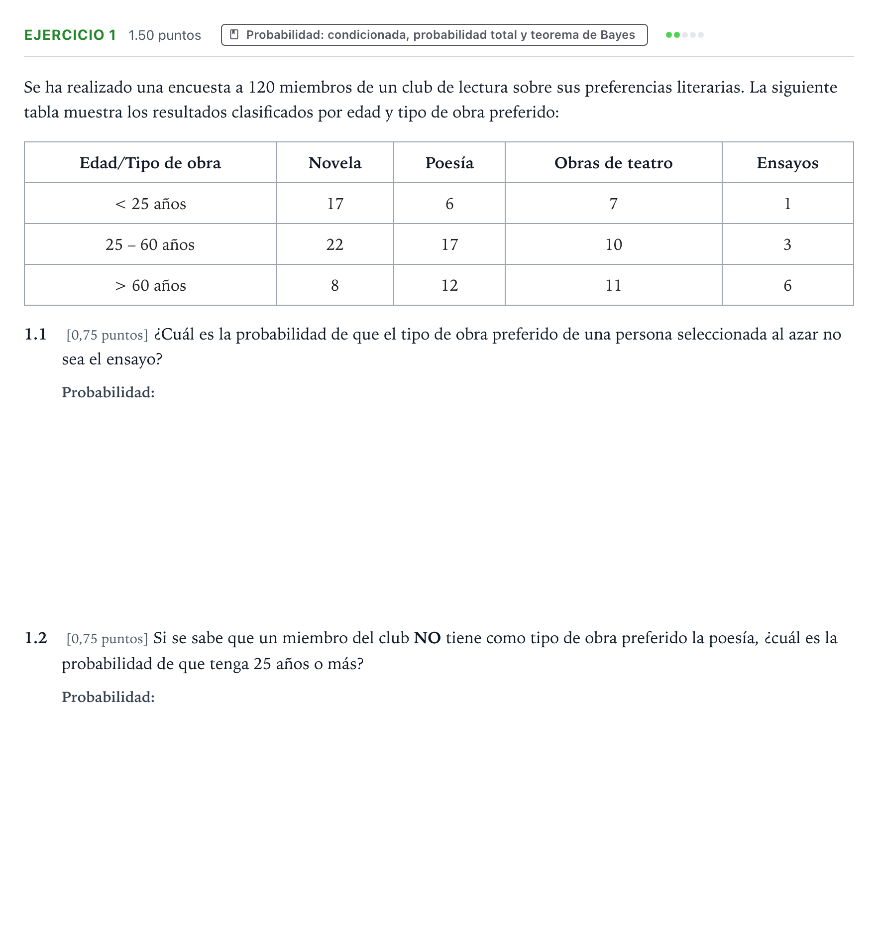 Enunciado: Ejercicio 1 - Probabilidad · Matemáticas II PAU Valencia Extraordinaria solapamiento 2025