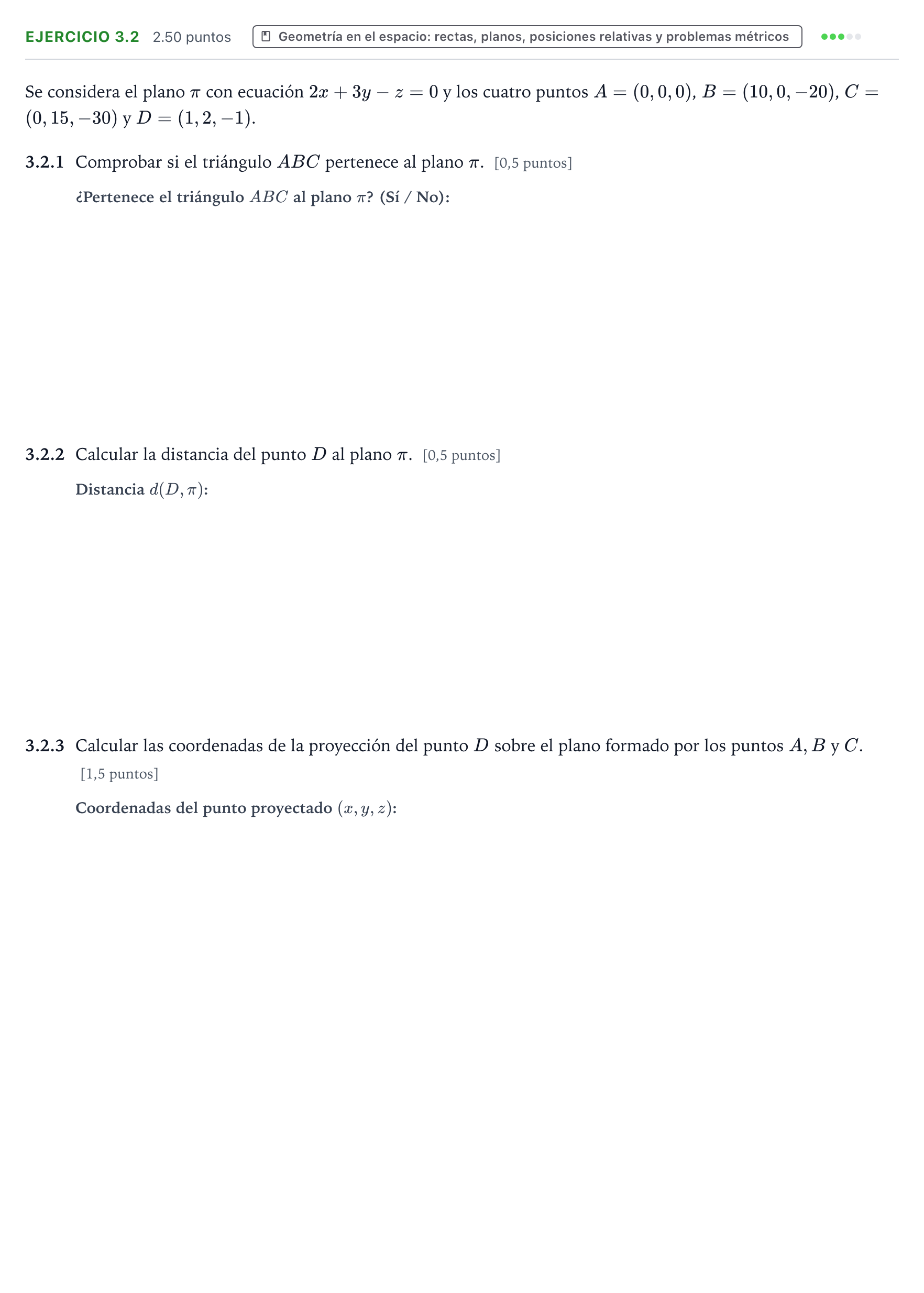 Enunciado: Ejercicio 3.2 · Matemáticas II PAU Valencia Extraordinaria solapamiento 2025