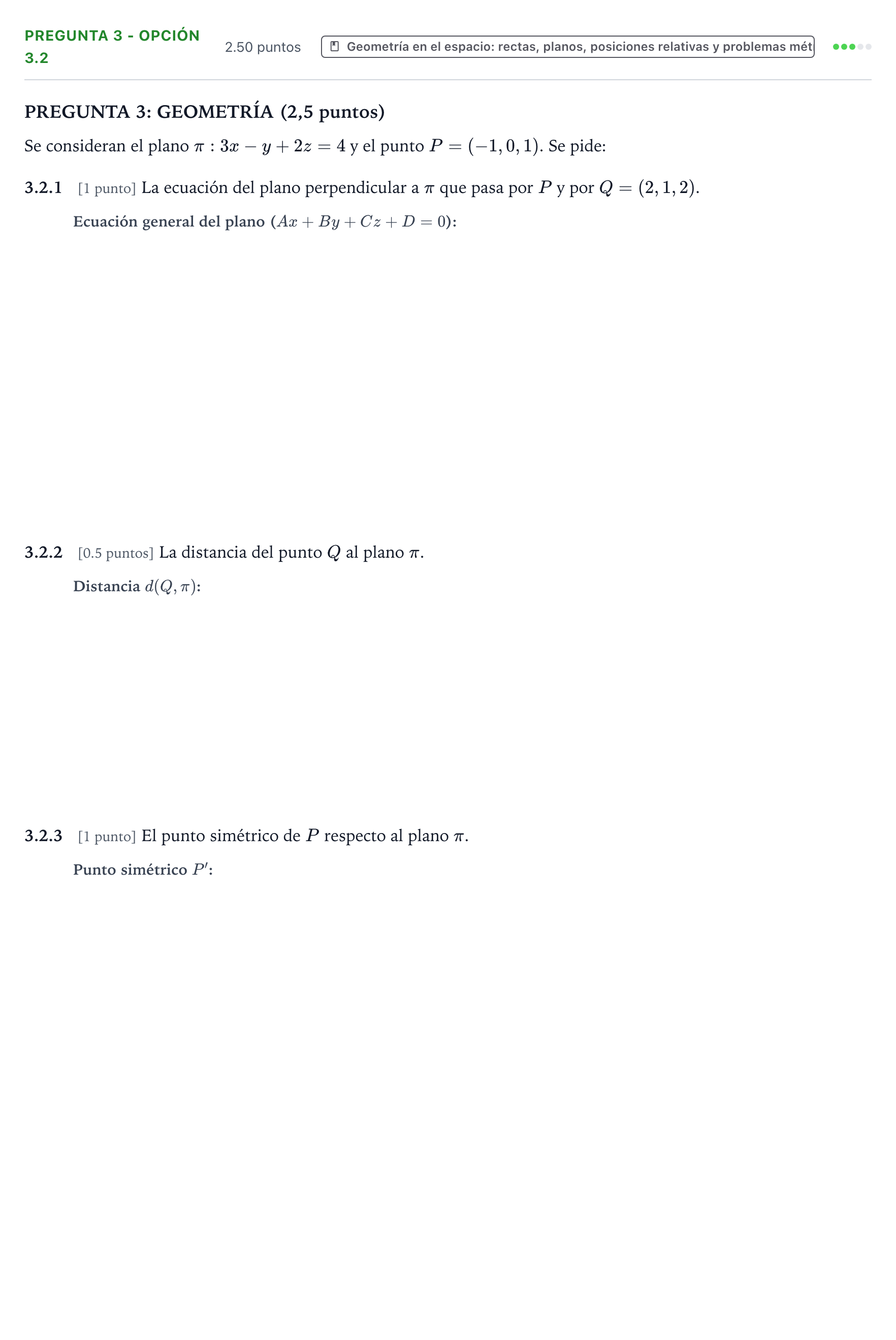 Enunciado: Pregunta 3 - Opción 3.2 · Matemáticas II PAU Valencia Ordinaria 2025