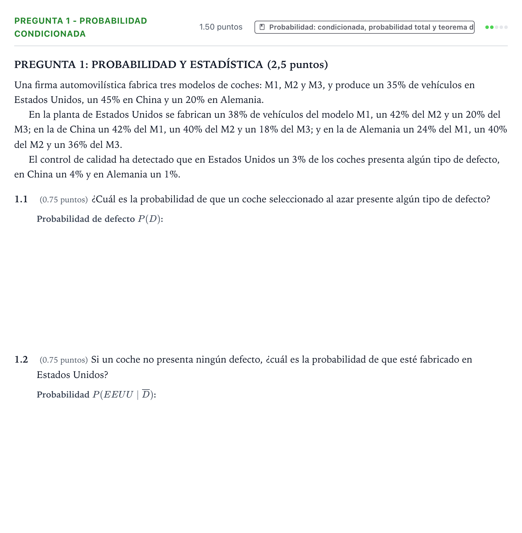 Enunciado: Pregunta 1 - Probabilidad condicionada · Matemáticas II PAU Valencia Ordinaria solapamiento 2025