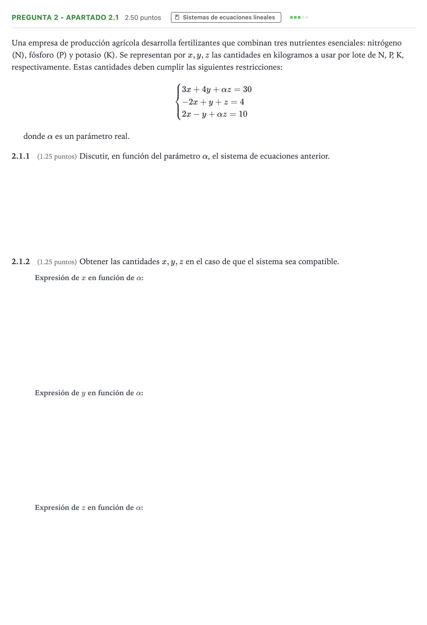 Enunciado: Pregunta 2 - Apartado 2.1 · Matemáticas II PAU Valencia Ordinaria solapamiento 2025
