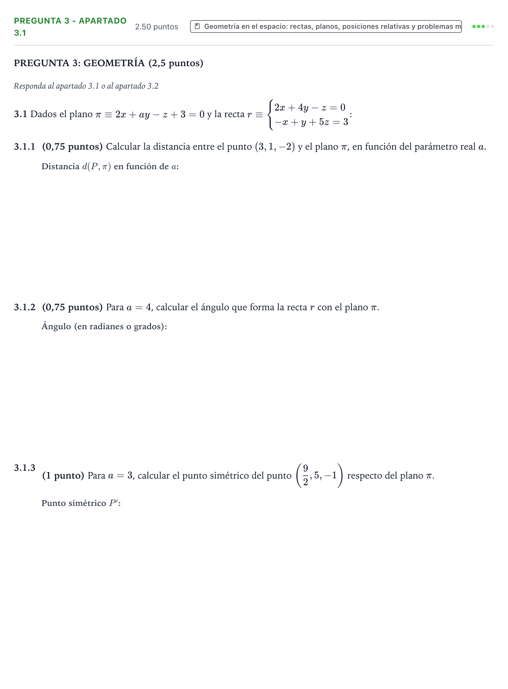 Enunciado: Pregunta 3 - Apartado 3.1 · Matemáticas II PAU Valencia Ordinaria solapamiento 2025