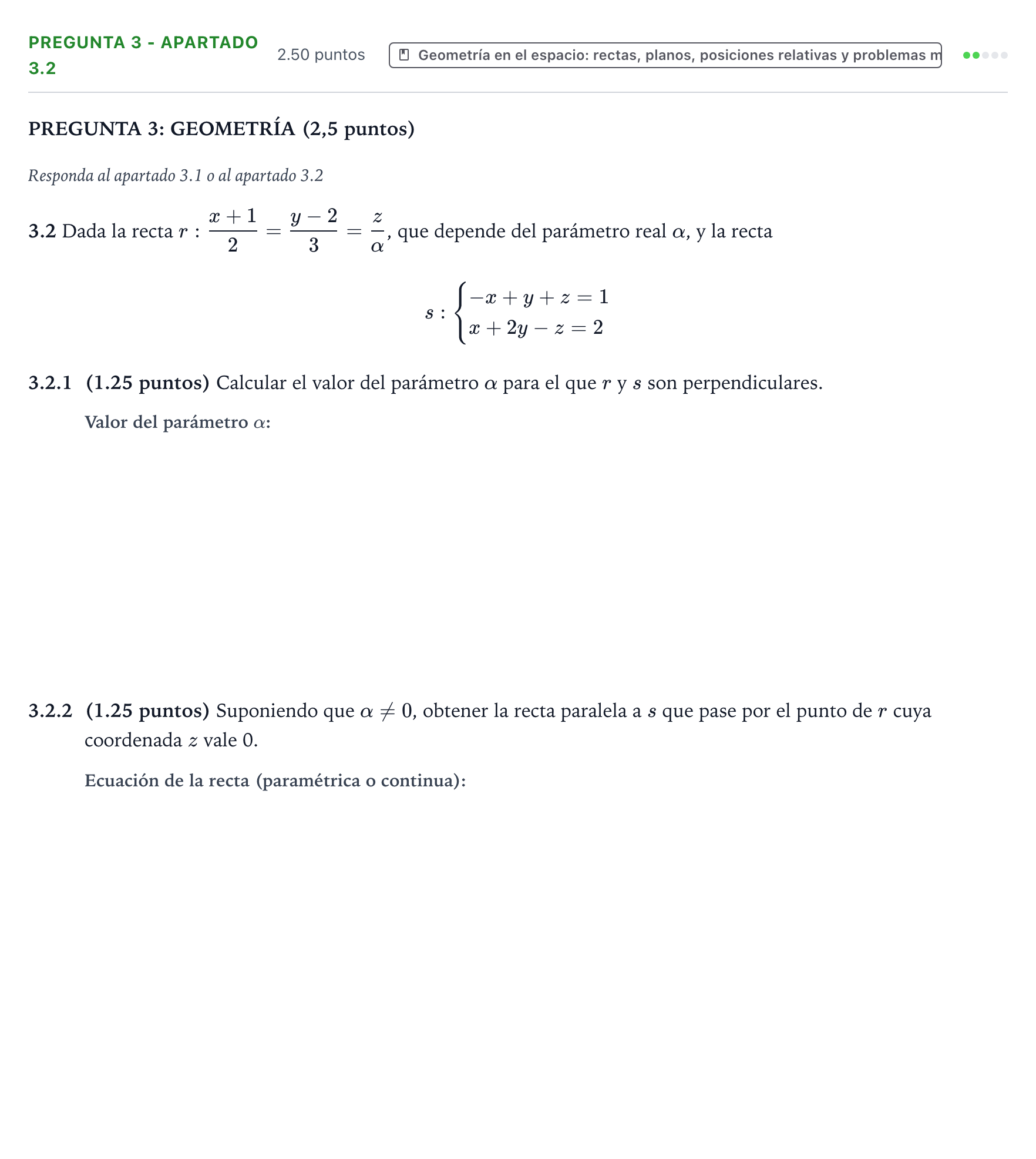 Enunciado: Pregunta 3 - Apartado 3.2 · Matemáticas II PAU Valencia Ordinaria solapamiento 2025