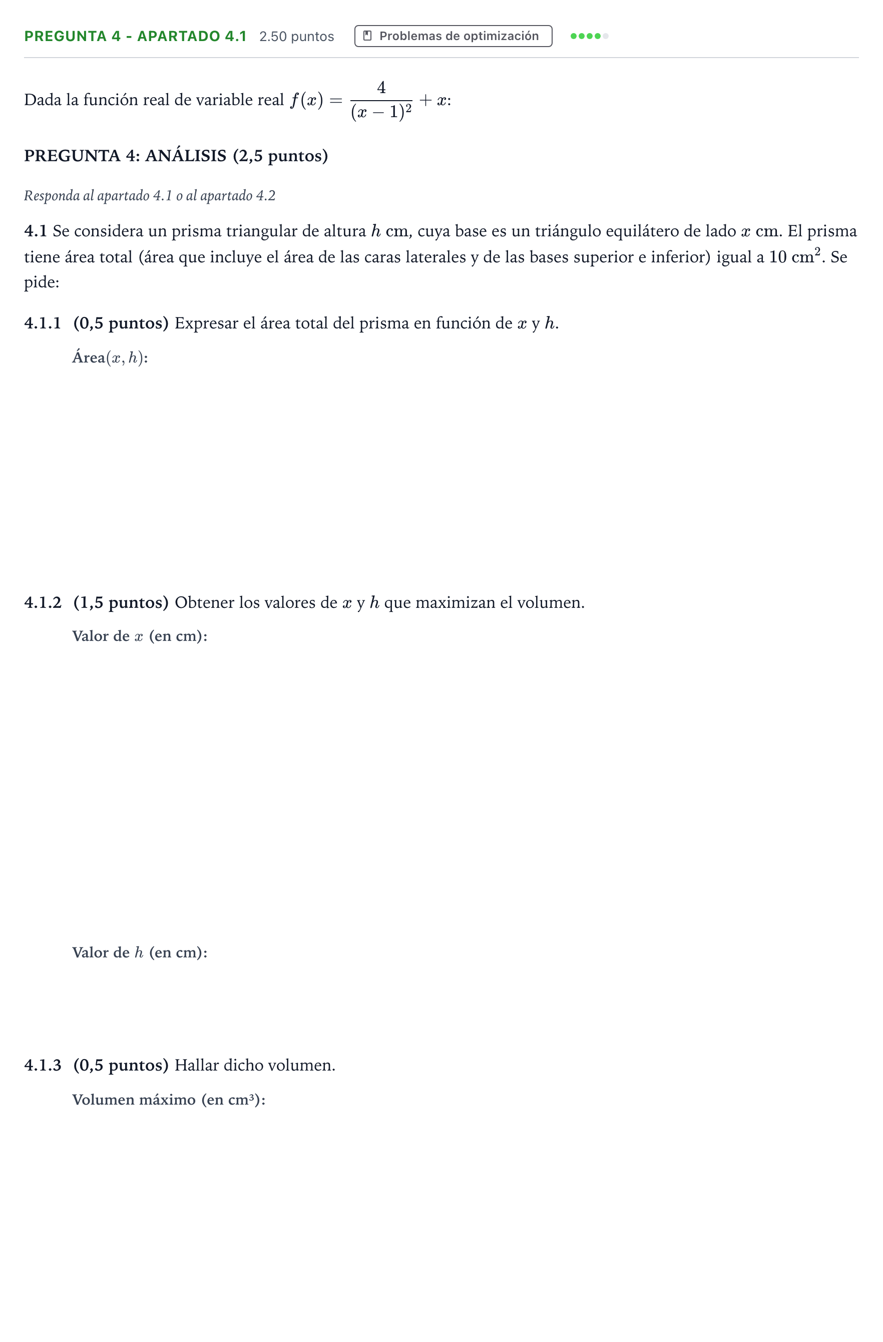Enunciado: Pregunta 4 - Apartado 4.1 · Matemáticas II PAU Valencia Ordinaria solapamiento 2025