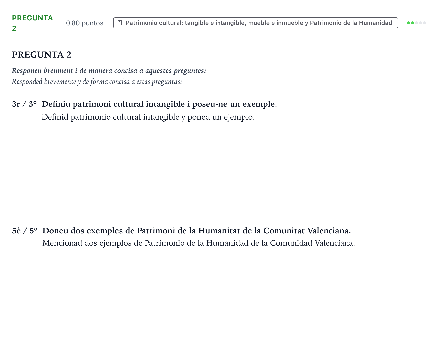 Enunciado: Pregunta 2 - Patrimonio cultural · Movimientos Culturales y Artísticos PAU Valencia Extraordinaria 2025
