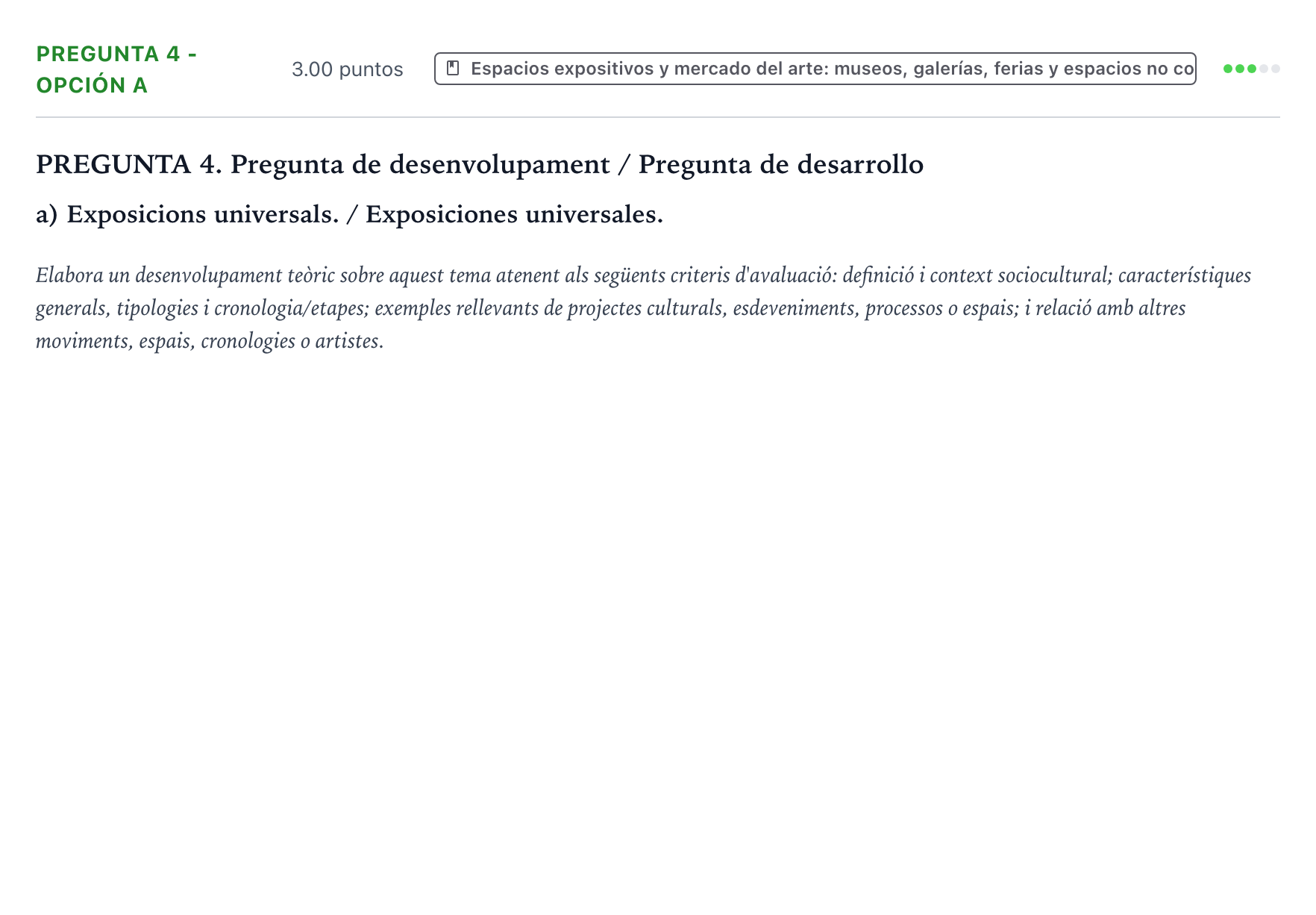 Enunciado: Pregunta 4 - Opción a · Movimientos Culturales y Artísticos PAU Valencia Ordinaria 2025