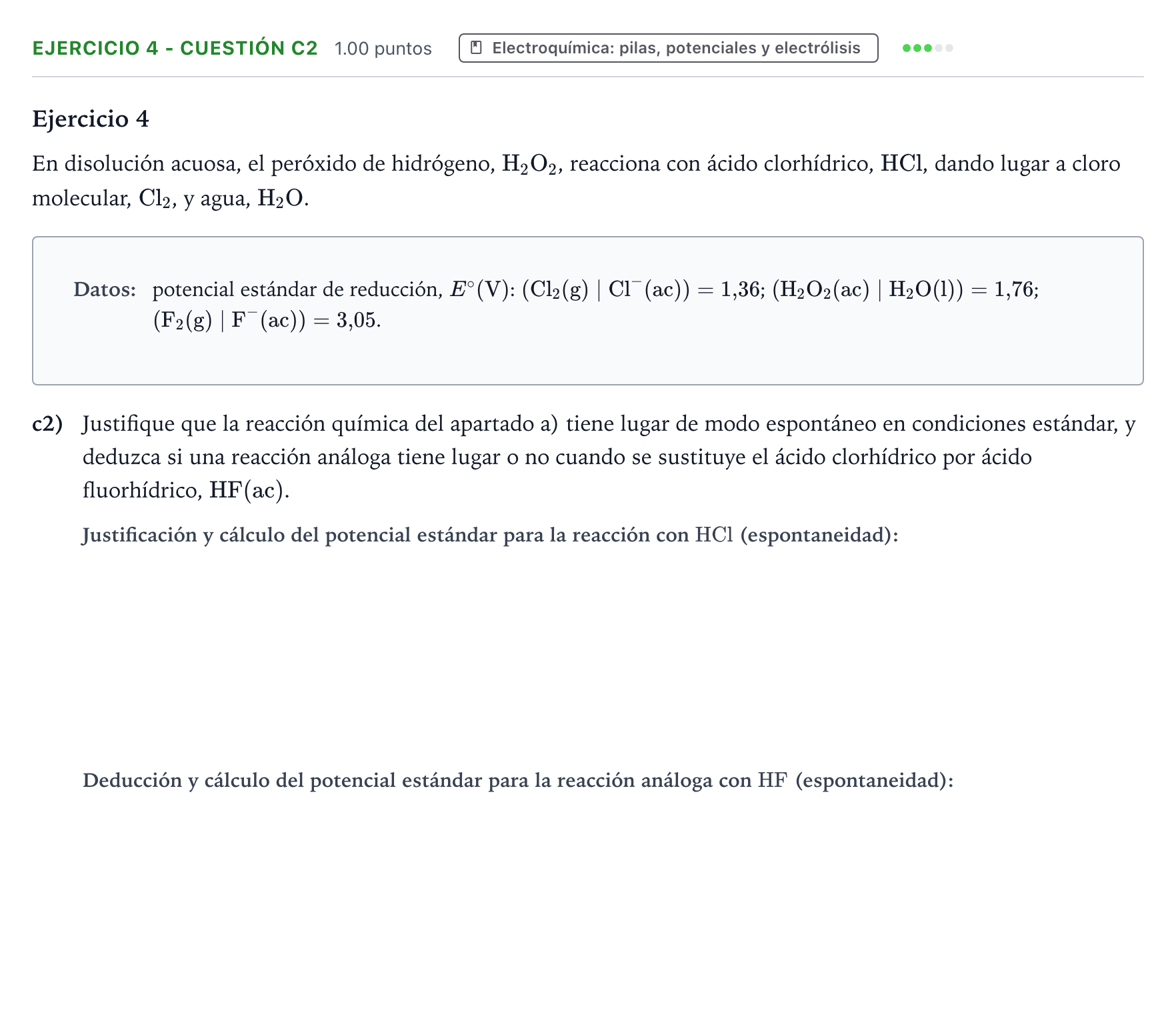 Enunciado: Ejercicio 4 - Cuestión c2 · Química PAU Valencia Extraordinaria DANA 2025