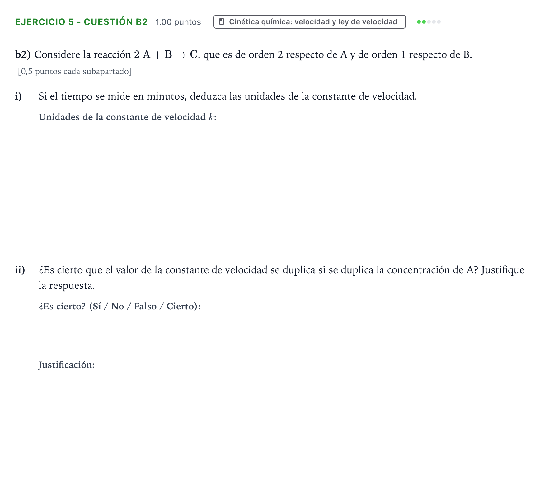 Enunciado: Ejercicio 5 - Cuestión b2 · Química PAU Valencia Extraordinaria DANA 2025