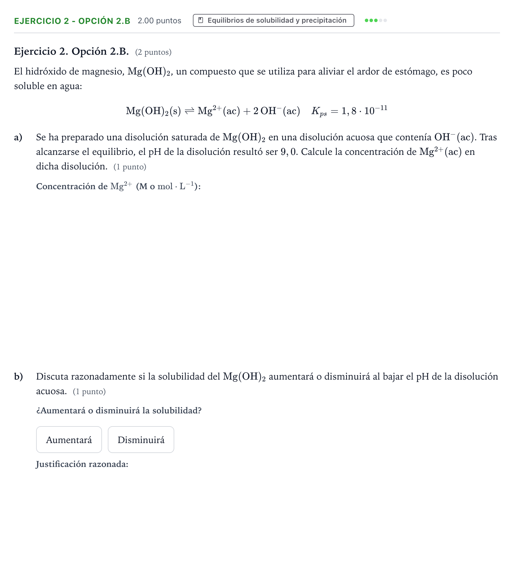 Enunciado: Ejercicio 2 - Opción 2.B · Química PAU Valencia Extraordinaria 2025