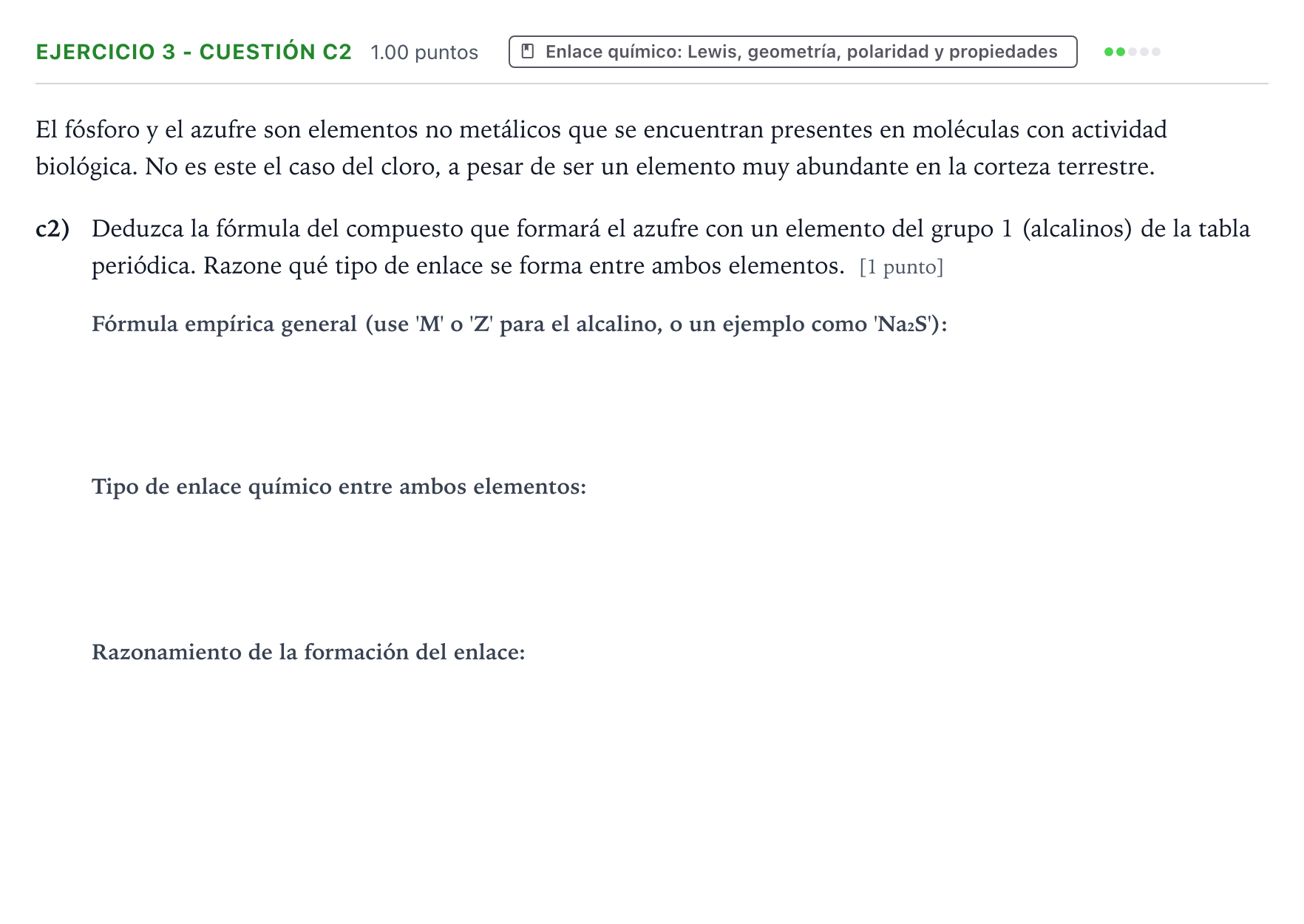 Enunciado: Ejercicio 3 - Cuestión c2 · Química PAU Valencia Extraordinaria 2025