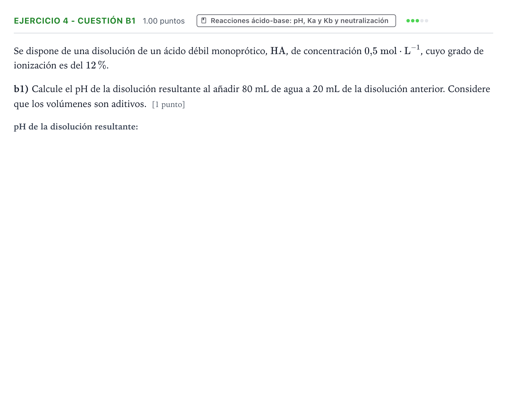 Enunciado: Ejercicio 4 - Cuestión b1 · Química PAU Valencia Extraordinaria 2025