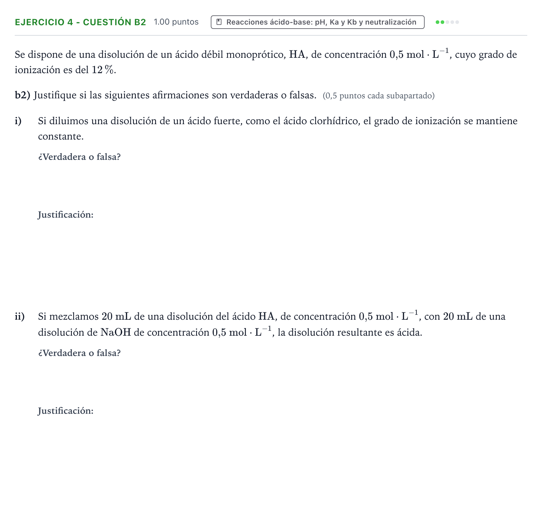 Enunciado: Ejercicio 4 - Cuestión b2 · Química PAU Valencia Extraordinaria 2025