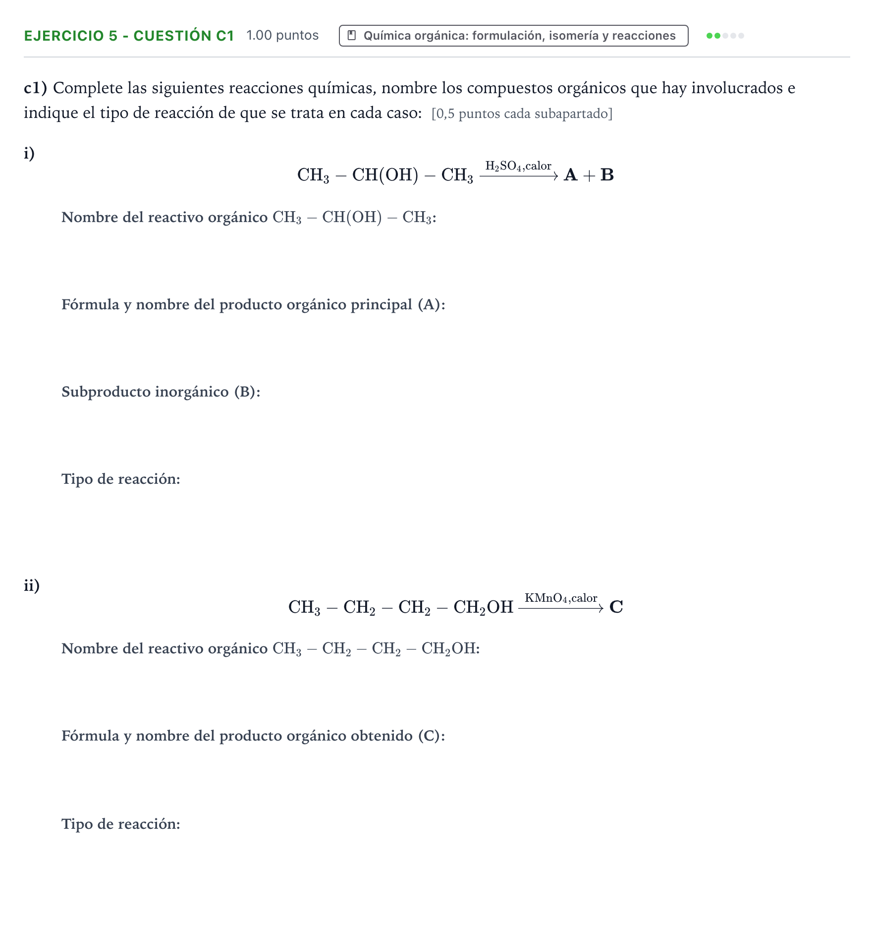 Enunciado: Ejercicio 5 - Cuestión c1 · Química PAU Valencia Extraordinaria 2025