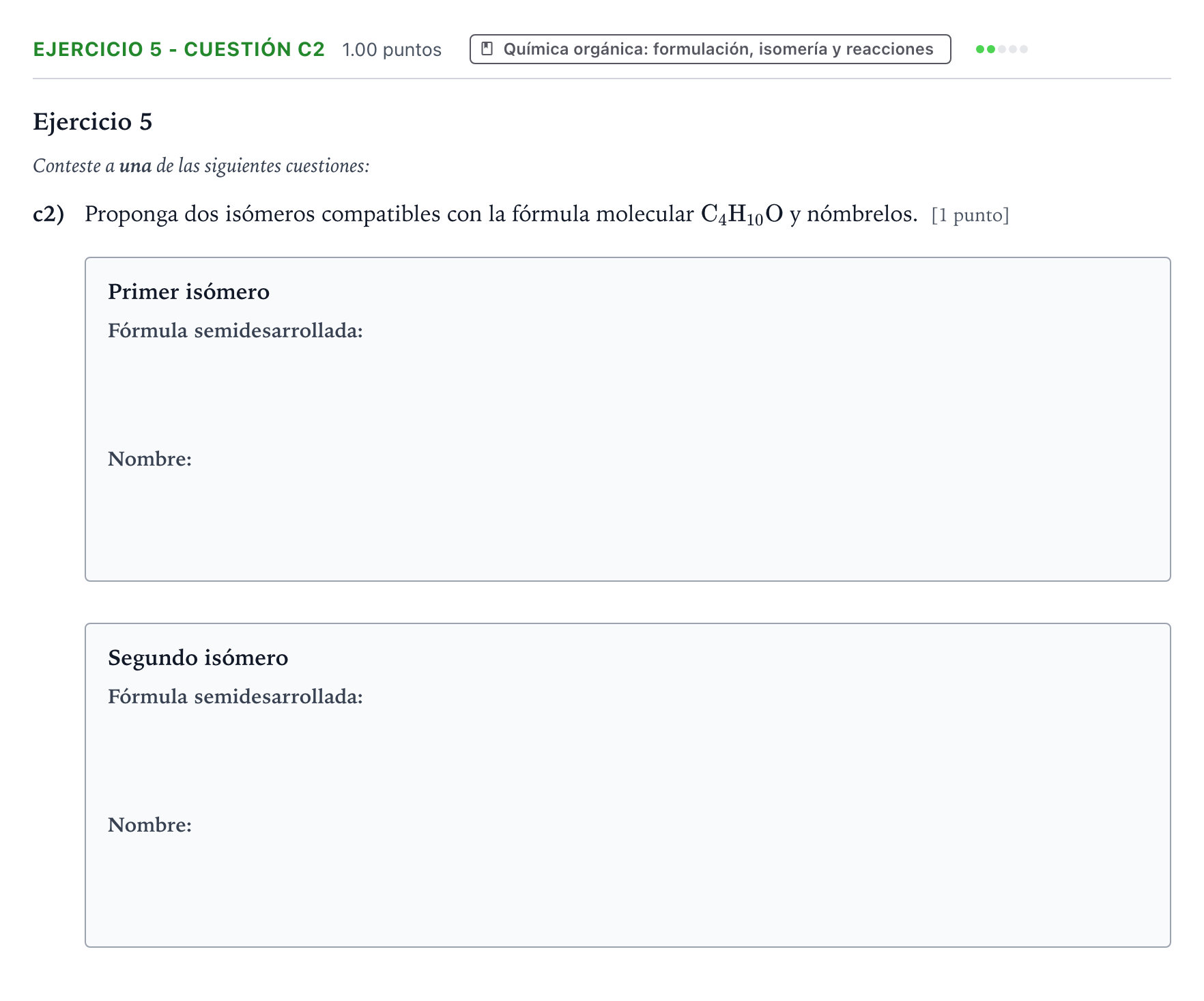 Enunciado: Ejercicio 5 - Cuestión c2 · Química PAU Valencia Extraordinaria 2025