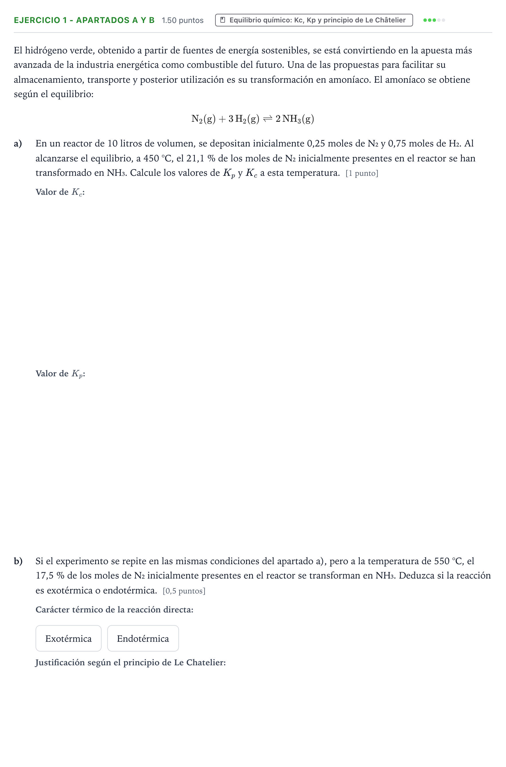 Enunciado: Ejercicio 1 - Apartados a y b · Química PAU Valencia Ordinaria 2025