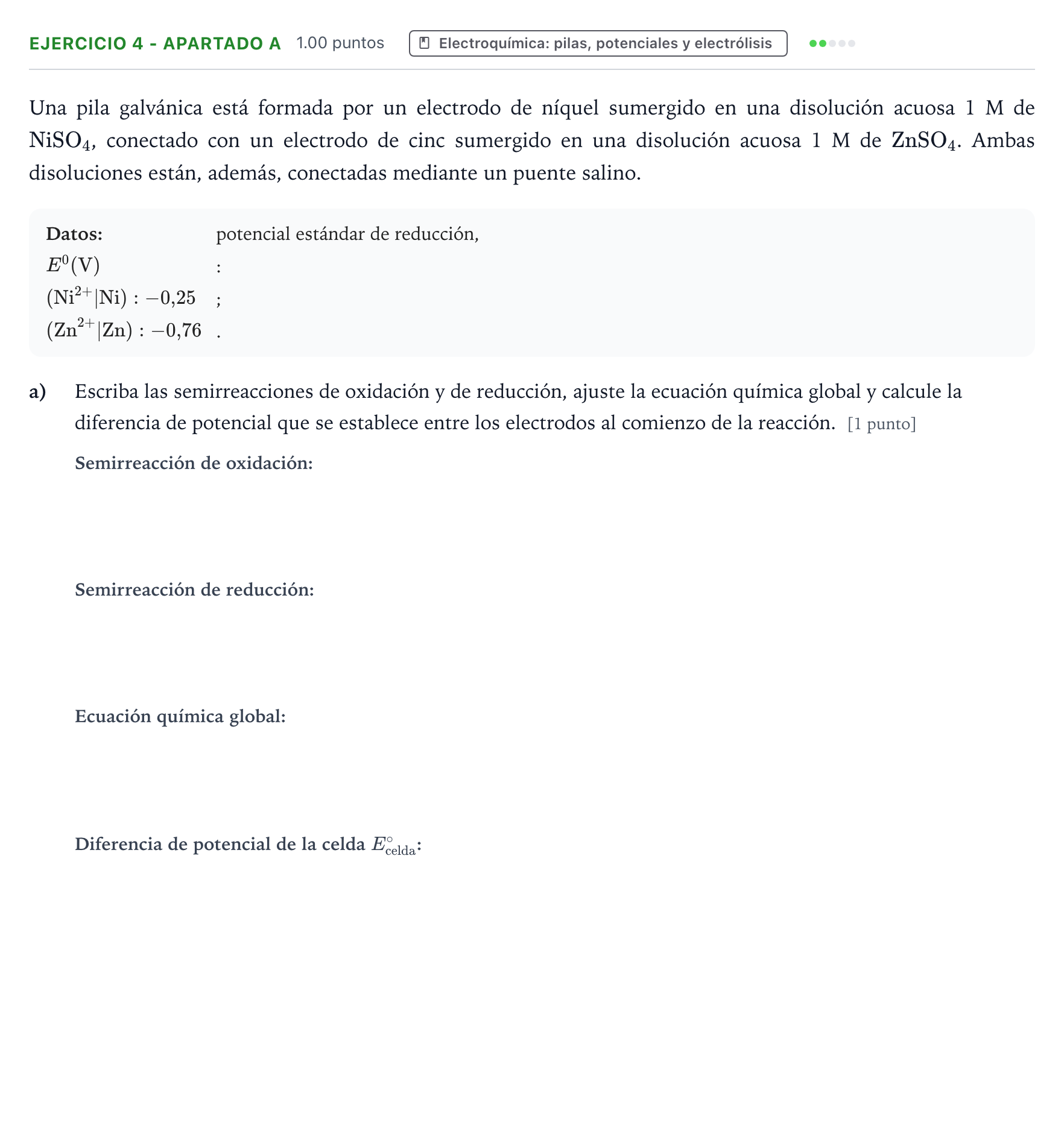 Enunciado: Ejercicio 4 - Apartado a · Química PAU Valencia Ordinaria 2025
