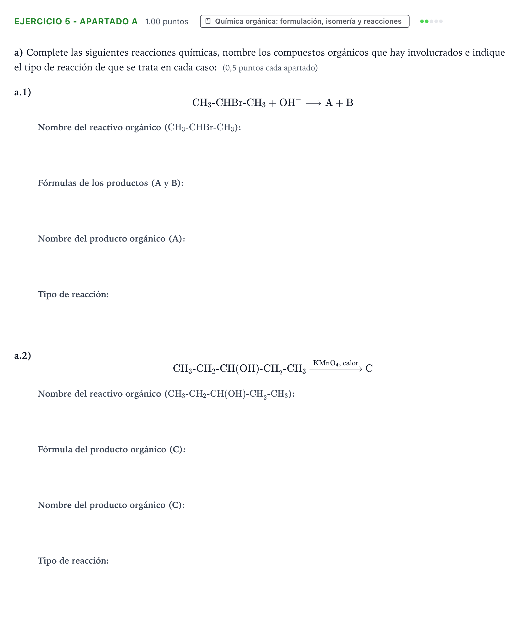 Enunciado: Ejercicio 5 - Apartado a · Química PAU Valencia Ordinaria 2025