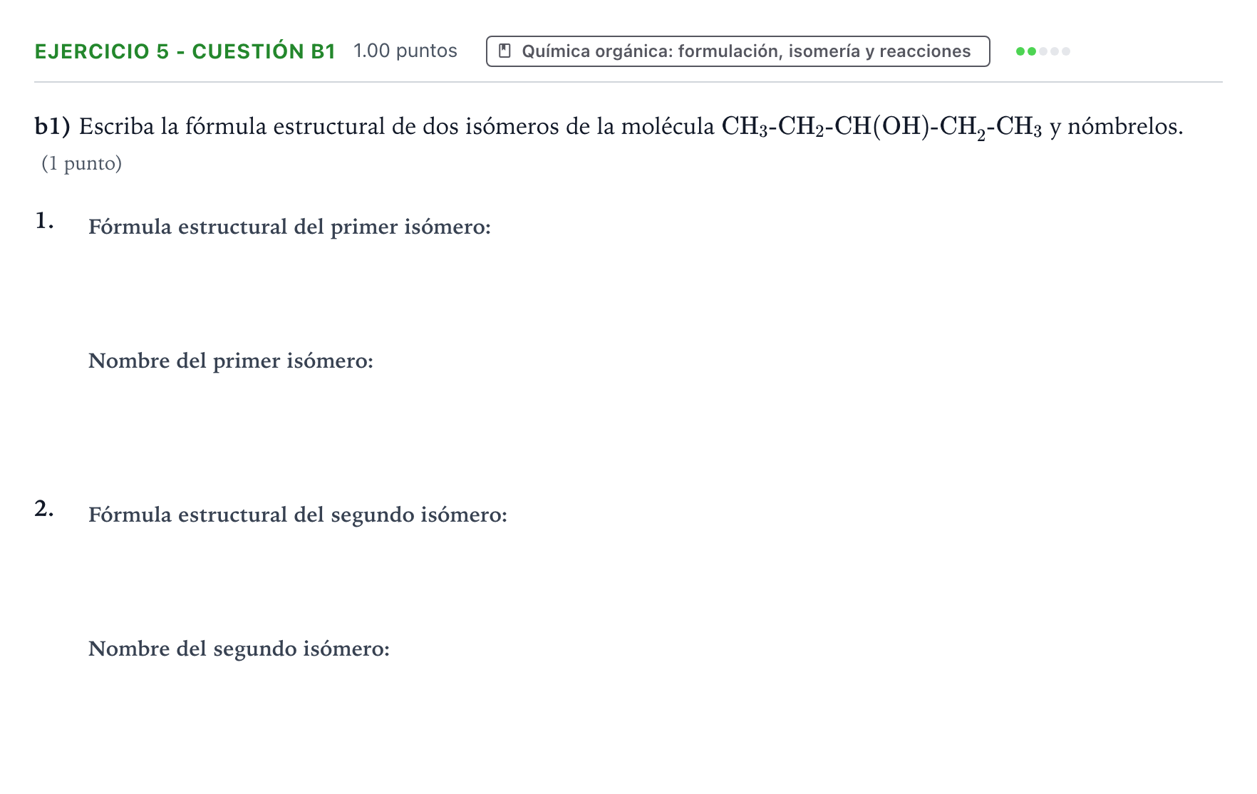 Enunciado: Ejercicio 5 - Cuestión b1 · Química PAU Valencia Ordinaria 2025