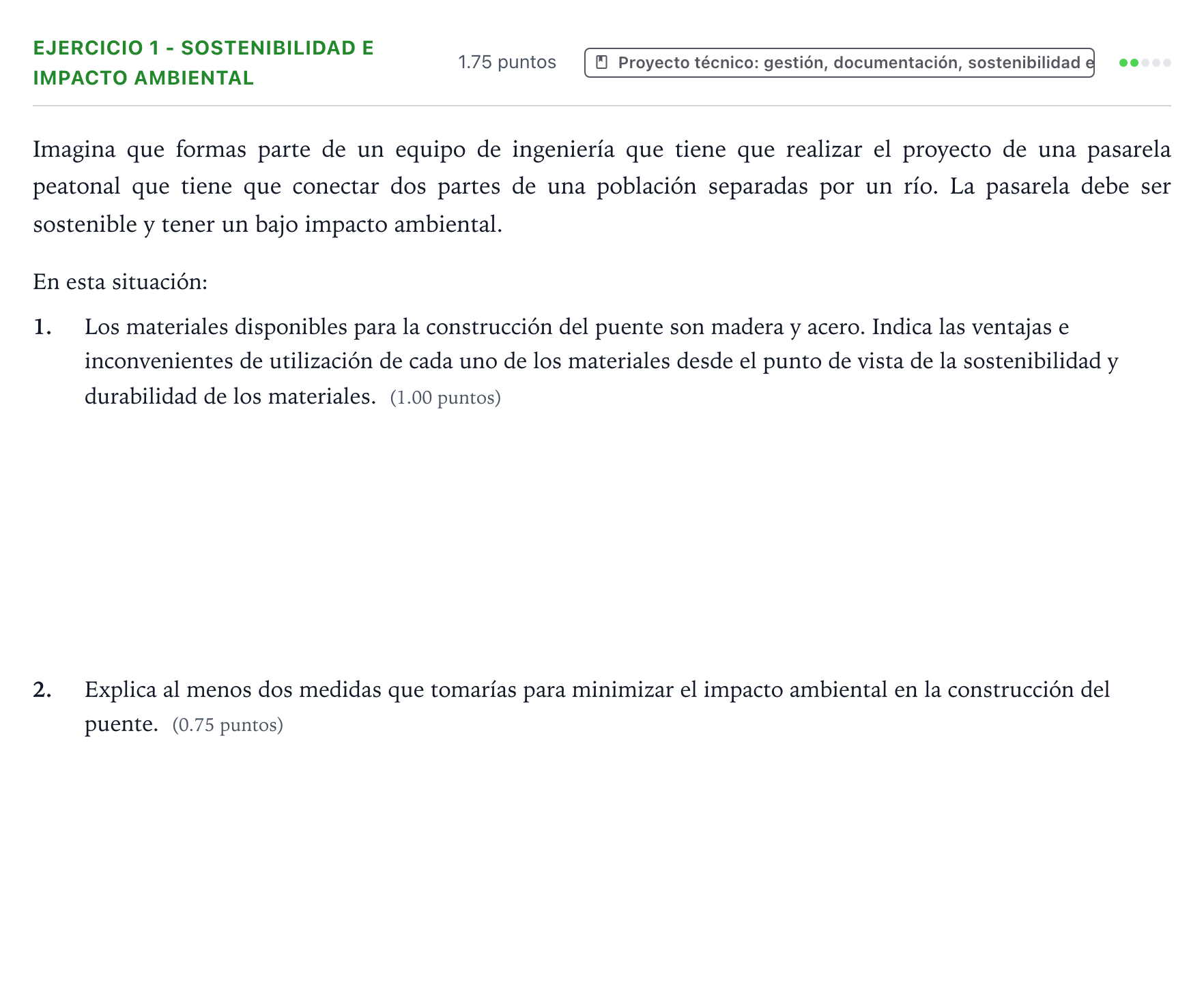 Enunciado: Ejercicio 1 - Sostenibilidad e impacto ambiental · Tecnología e Ingeniería II PAU Valencia Ordinaria 2025