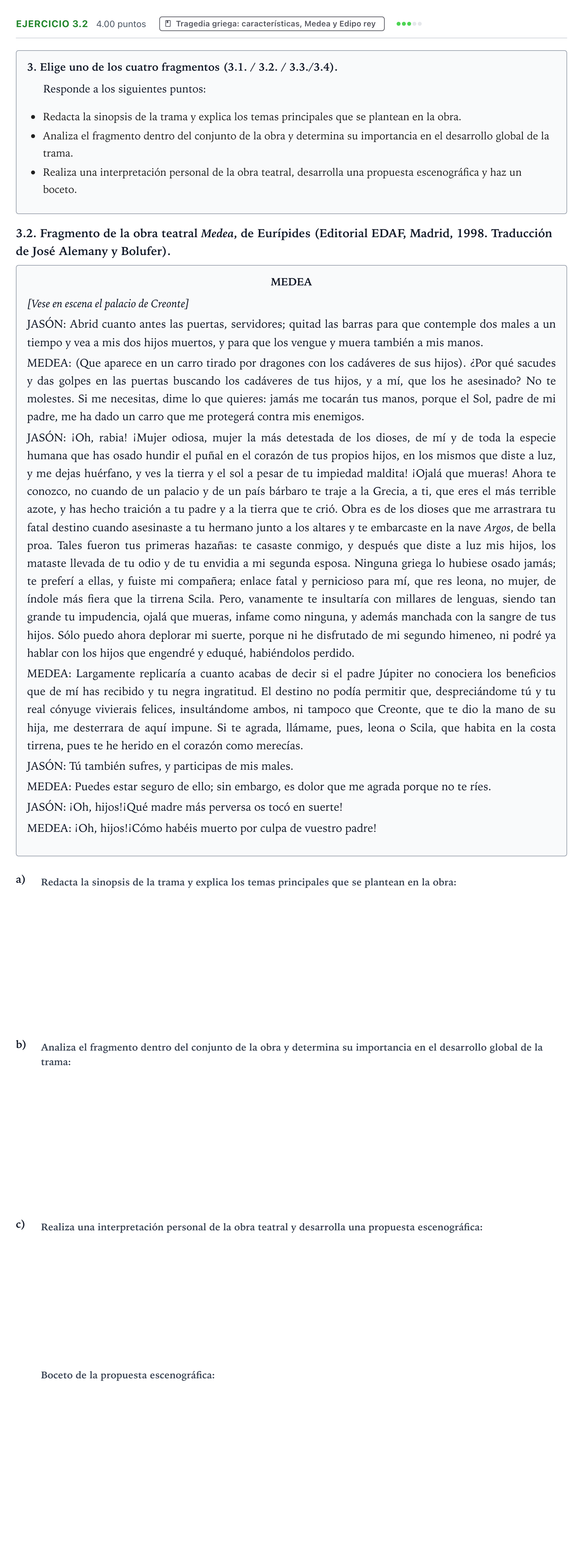 Enunciado: Ejercicio 3.2 · Artes Escénicas PAU Valencia Extraordinaria 2024