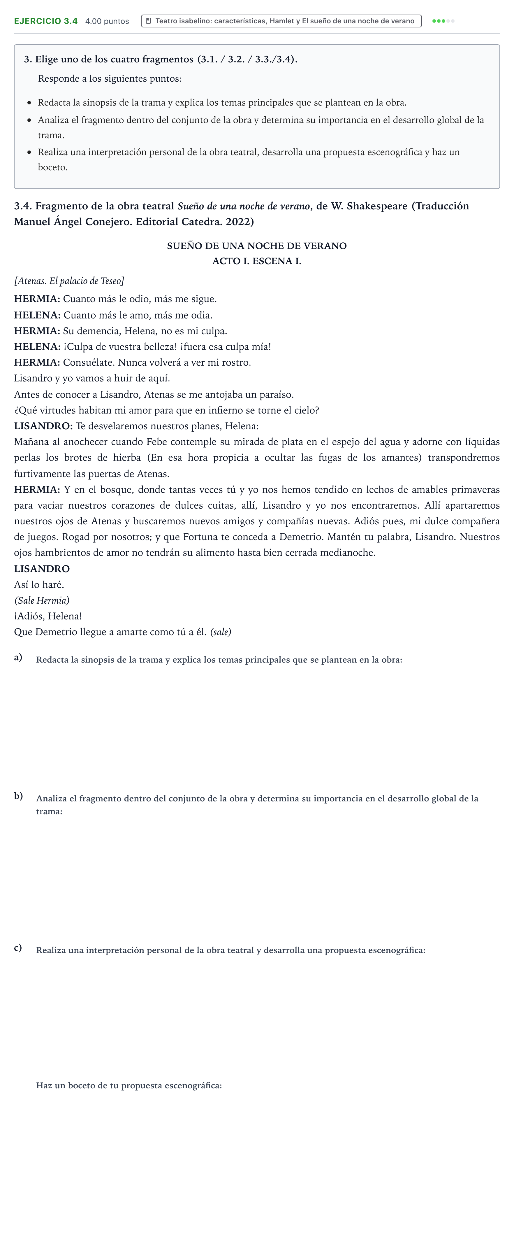 Enunciado: Ejercicio 3.4 · Artes Escénicas PAU Valencia Extraordinaria 2024