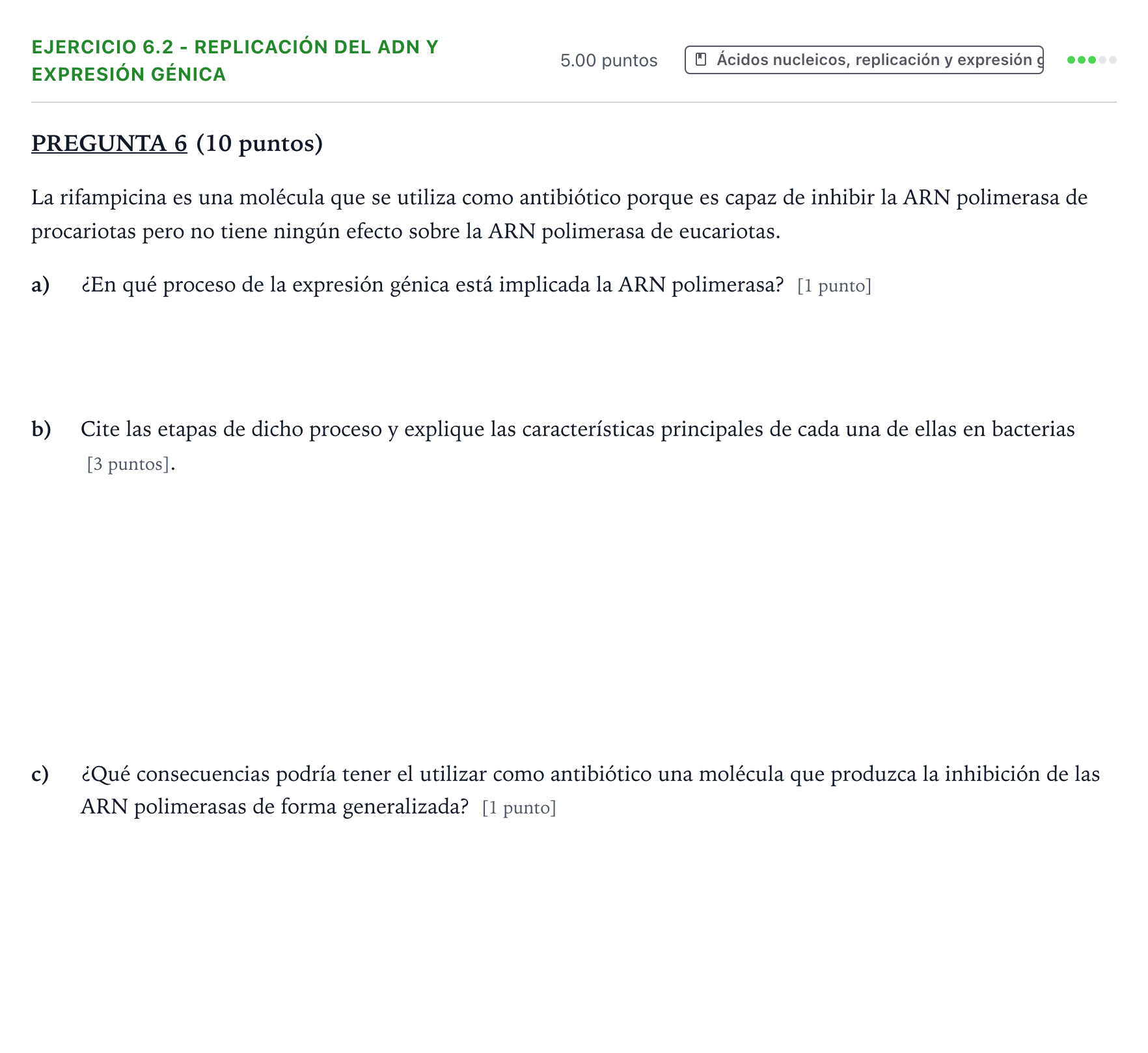 Enunciado: Ejercicio 6.2 - Replicación del ADN y expresión génica · Biología PAU Valencia Extraordinaria 2024