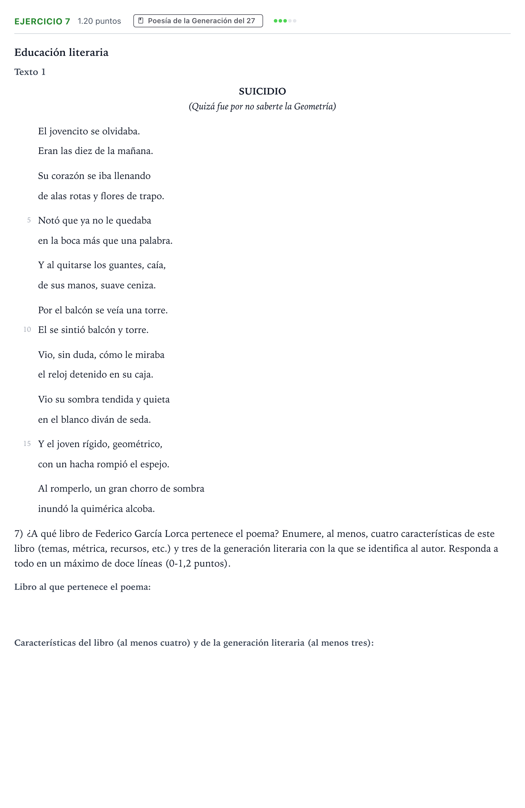 Enunciado: Problema 7 · Lengua Castellana y Literatura II PAU Valencia Extraordinaria 2024