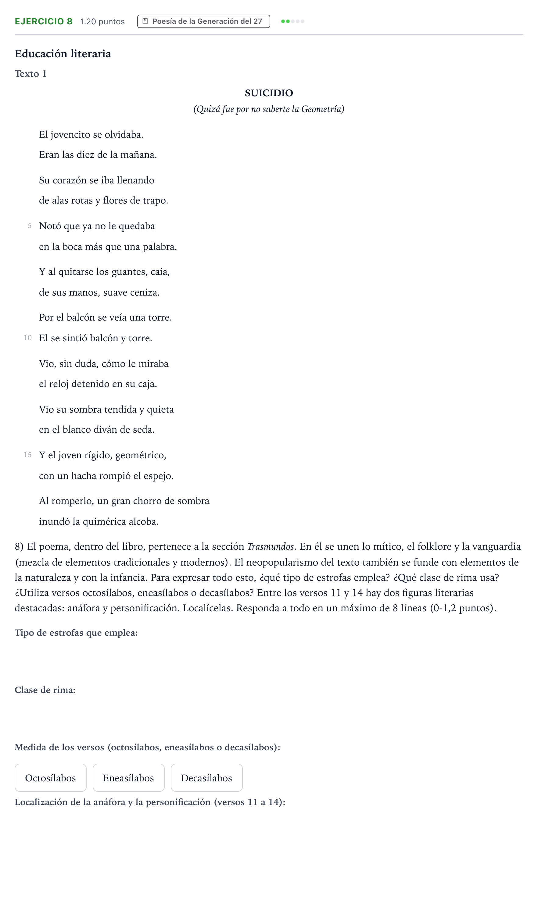 Enunciado: Problema 8 · Lengua Castellana y Literatura II PAU Valencia Extraordinaria 2024