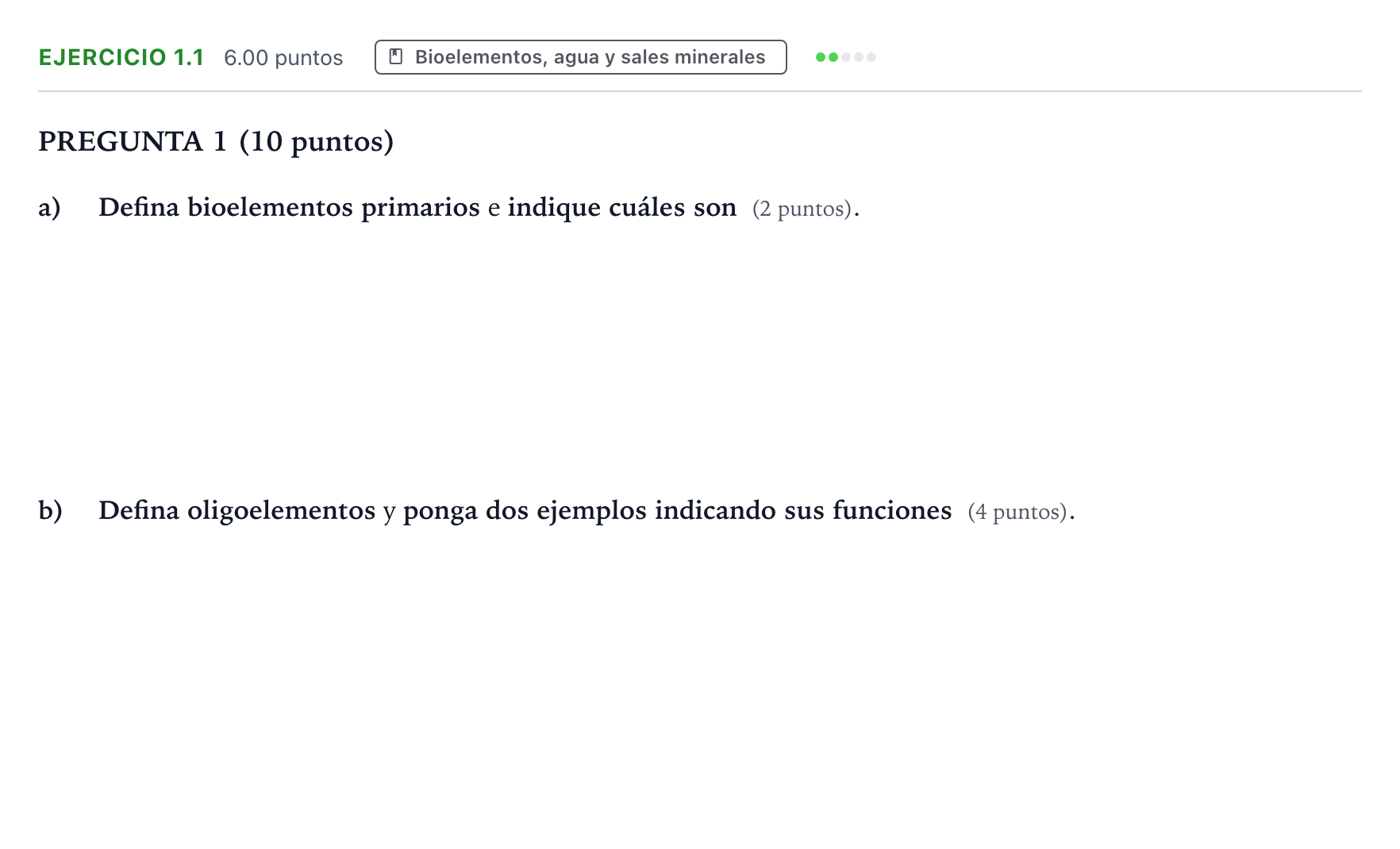 Enunciado: Ejercicio 1.1 - Bioelementos · Biología PAU Valencia Ordinaria 2024