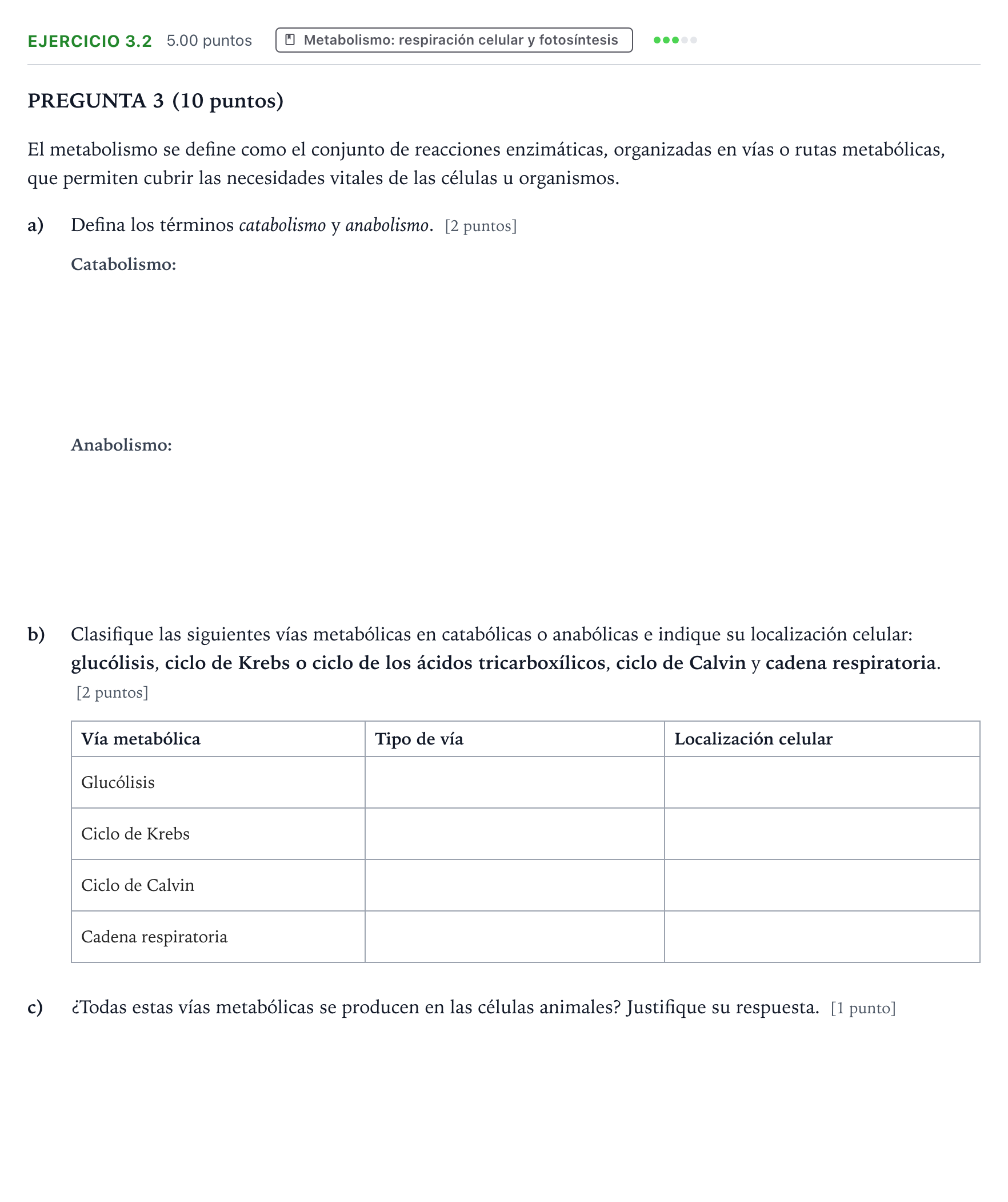 Enunciado: Ejercicio 3.2 - Metabolismo · Biología PAU Valencia Ordinaria 2024