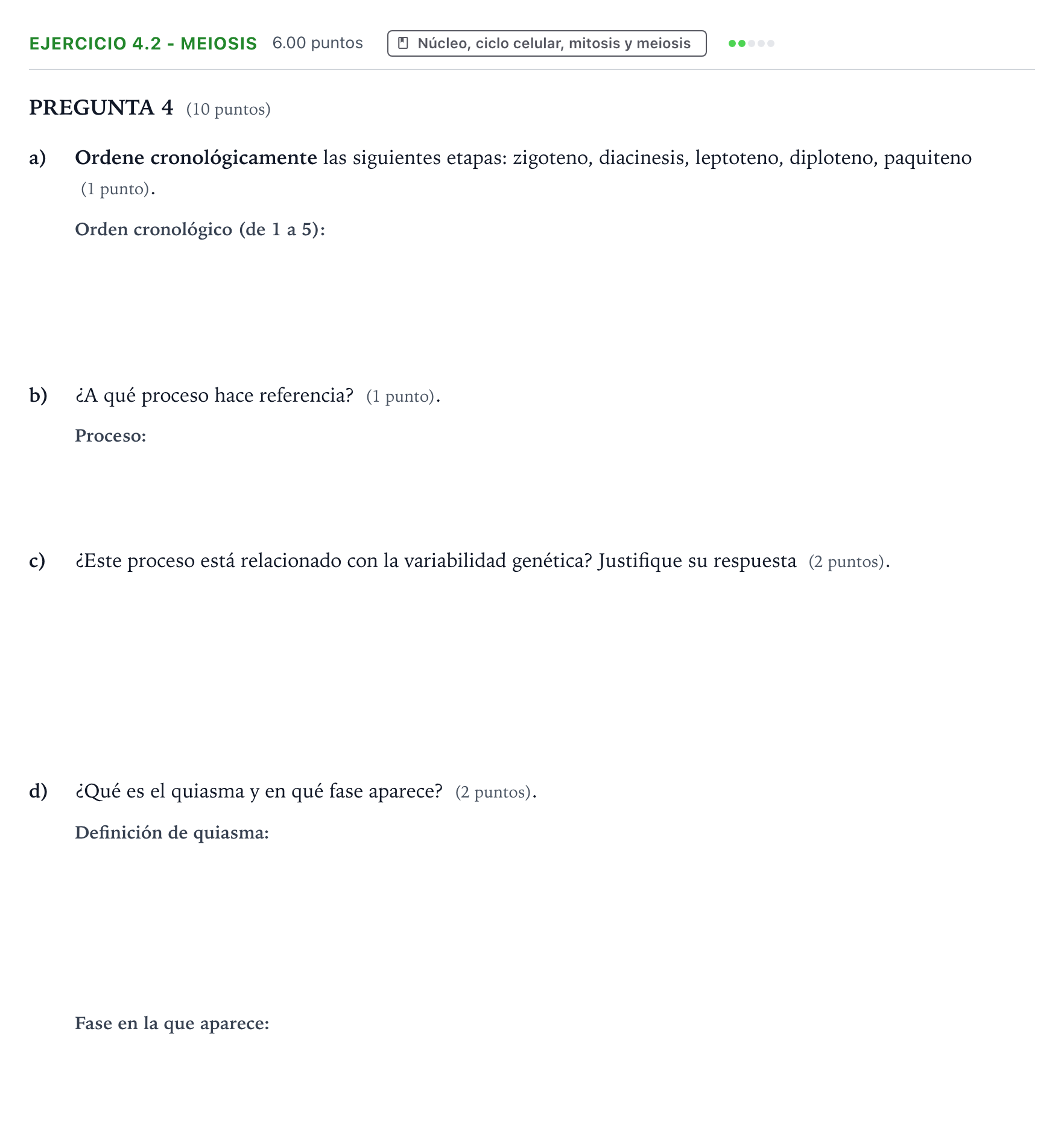 Enunciado: Ejercicio 4.2 - Meiosis · Biología PAU Valencia Ordinaria 2024