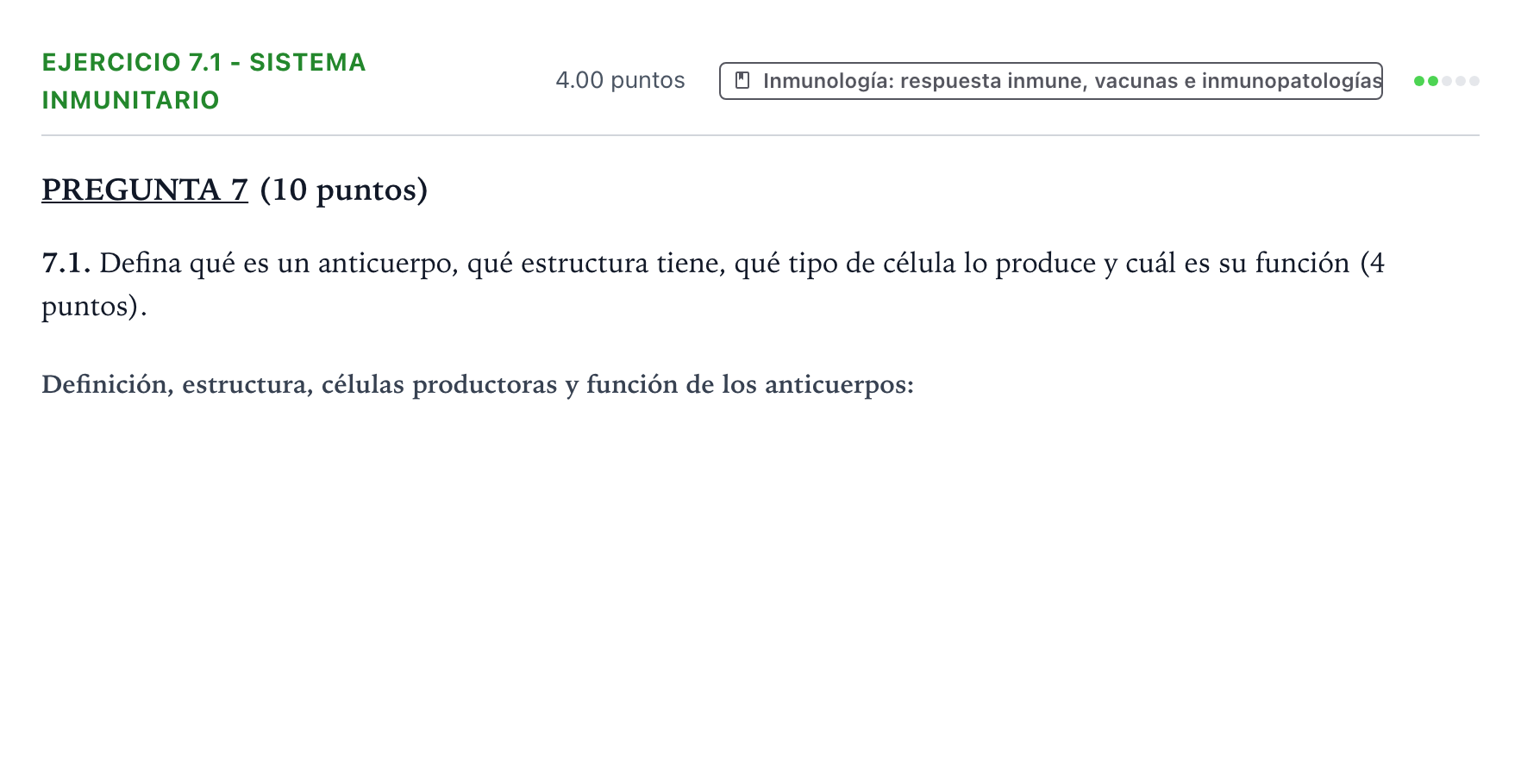Enunciado: Ejercicio 7.1 - Sistema inmunitario · Biología PAU Valencia Ordinaria 2024