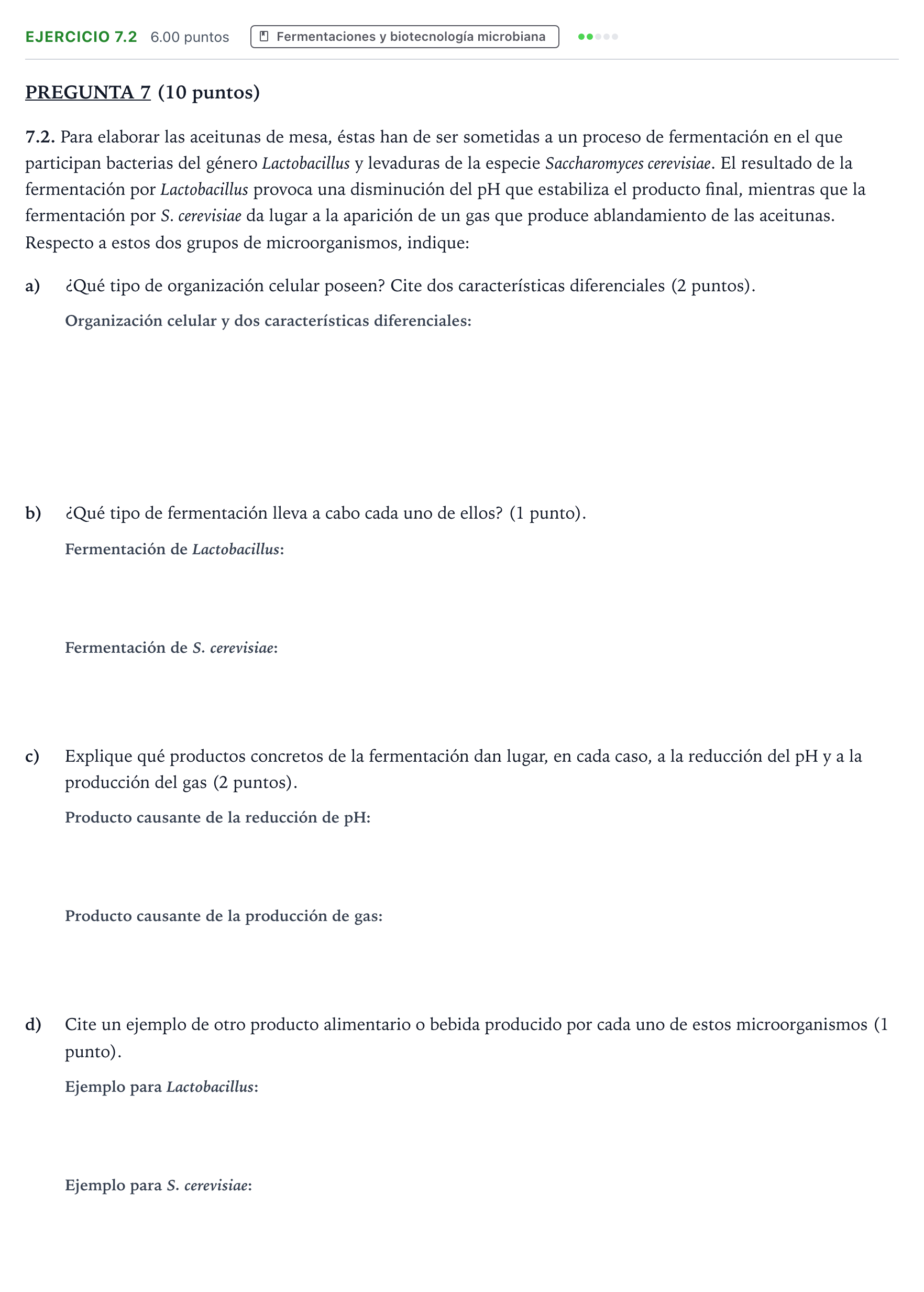 Enunciado: Ejercicio 7.2 - Fermentaciones · Biología PAU Valencia Ordinaria 2024