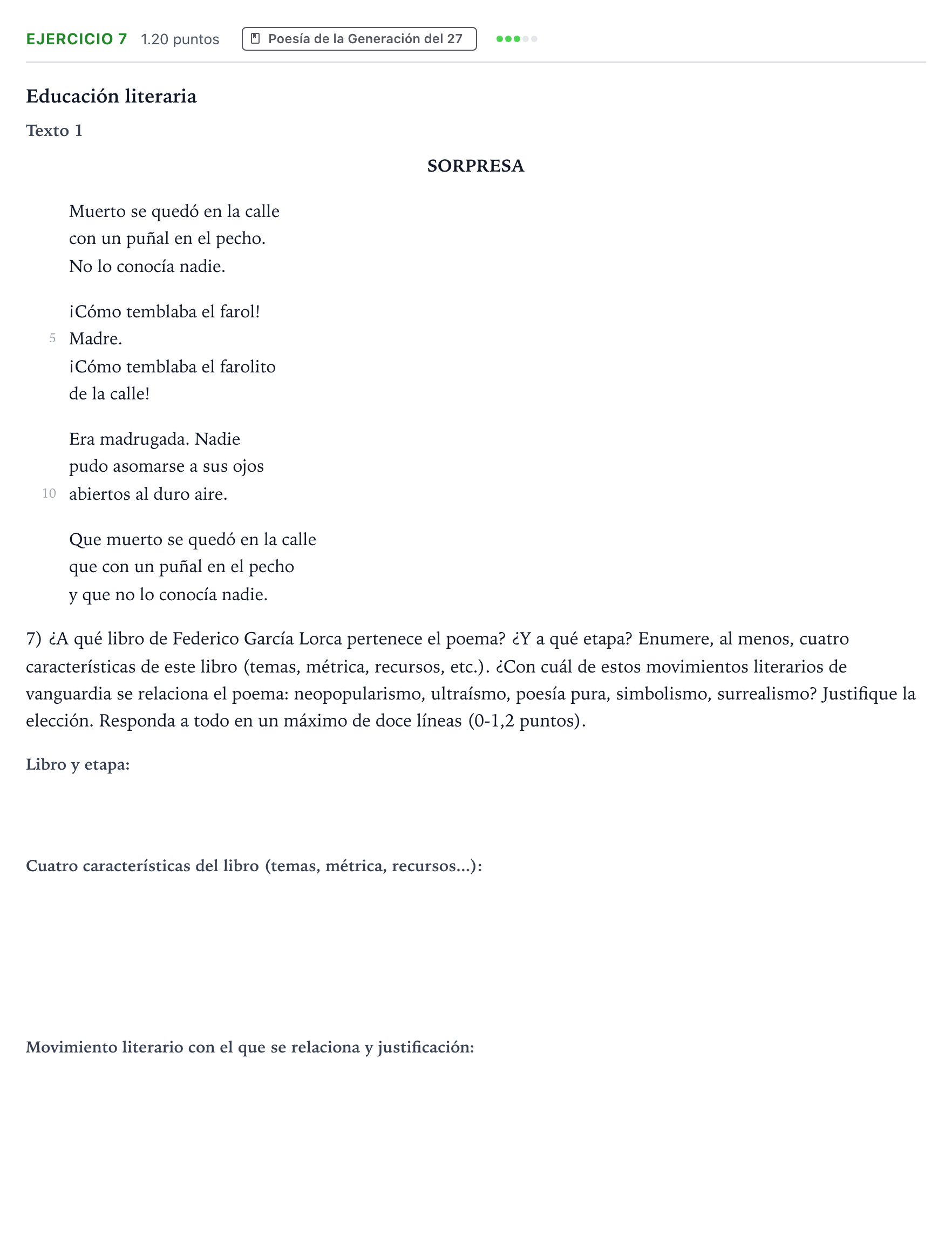 Enunciado: Problema 7 · Lengua Castellana y Literatura II PAU Valencia Ordinaria 2024