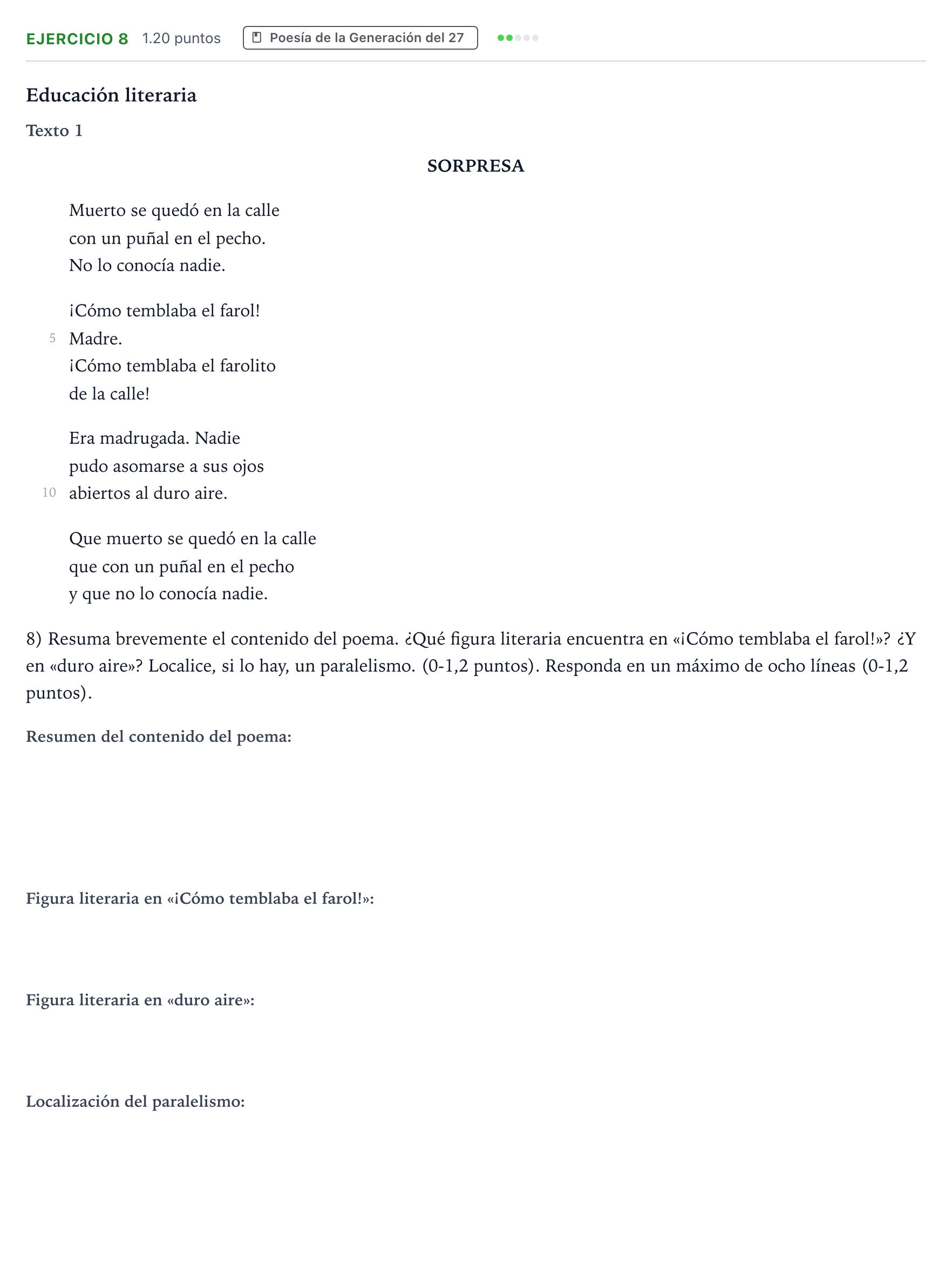 Enunciado: Problema 8 · Lengua Castellana y Literatura II PAU Valencia Ordinaria 2024
