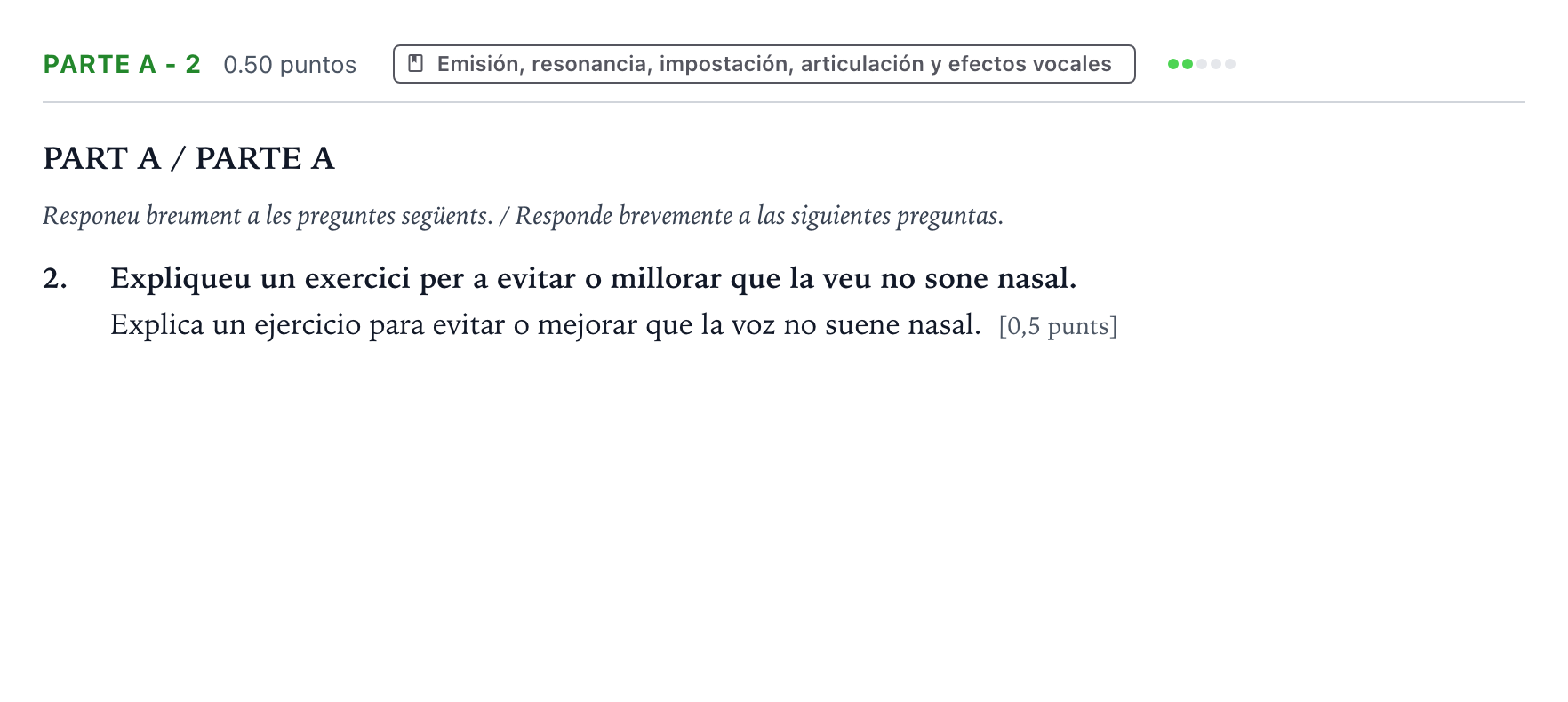 Enunciado: Ejercicio Parte A - 2 · Coro y Técnica Vocal PAU Valencia Extraordinaria 2024