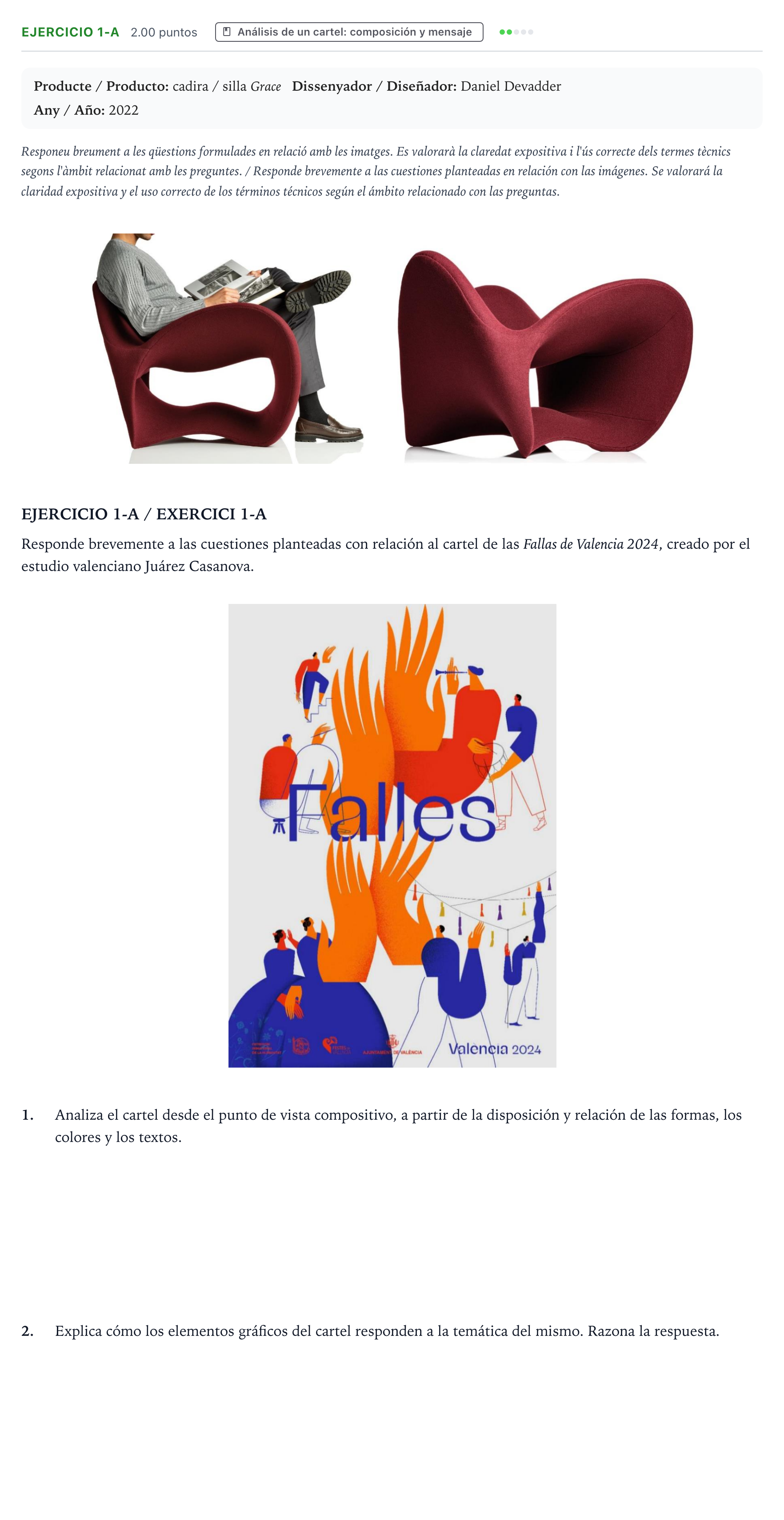 Enunciado: Ejercicio 1-A · Diseño PAU Valencia Extraordinaria 2024