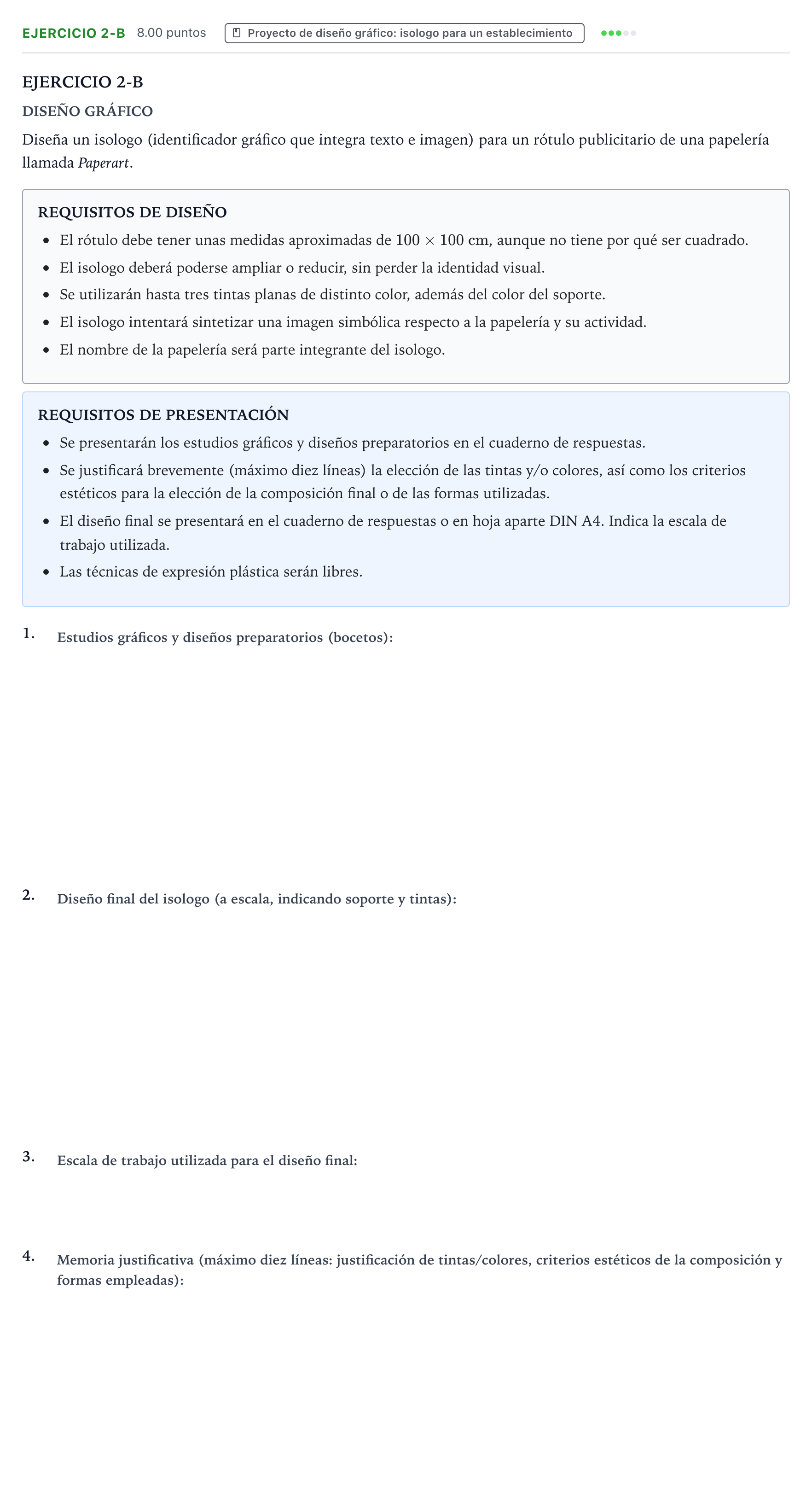 Enunciado: Ejercicio 2-B · Diseño PAU Valencia Extraordinaria 2024