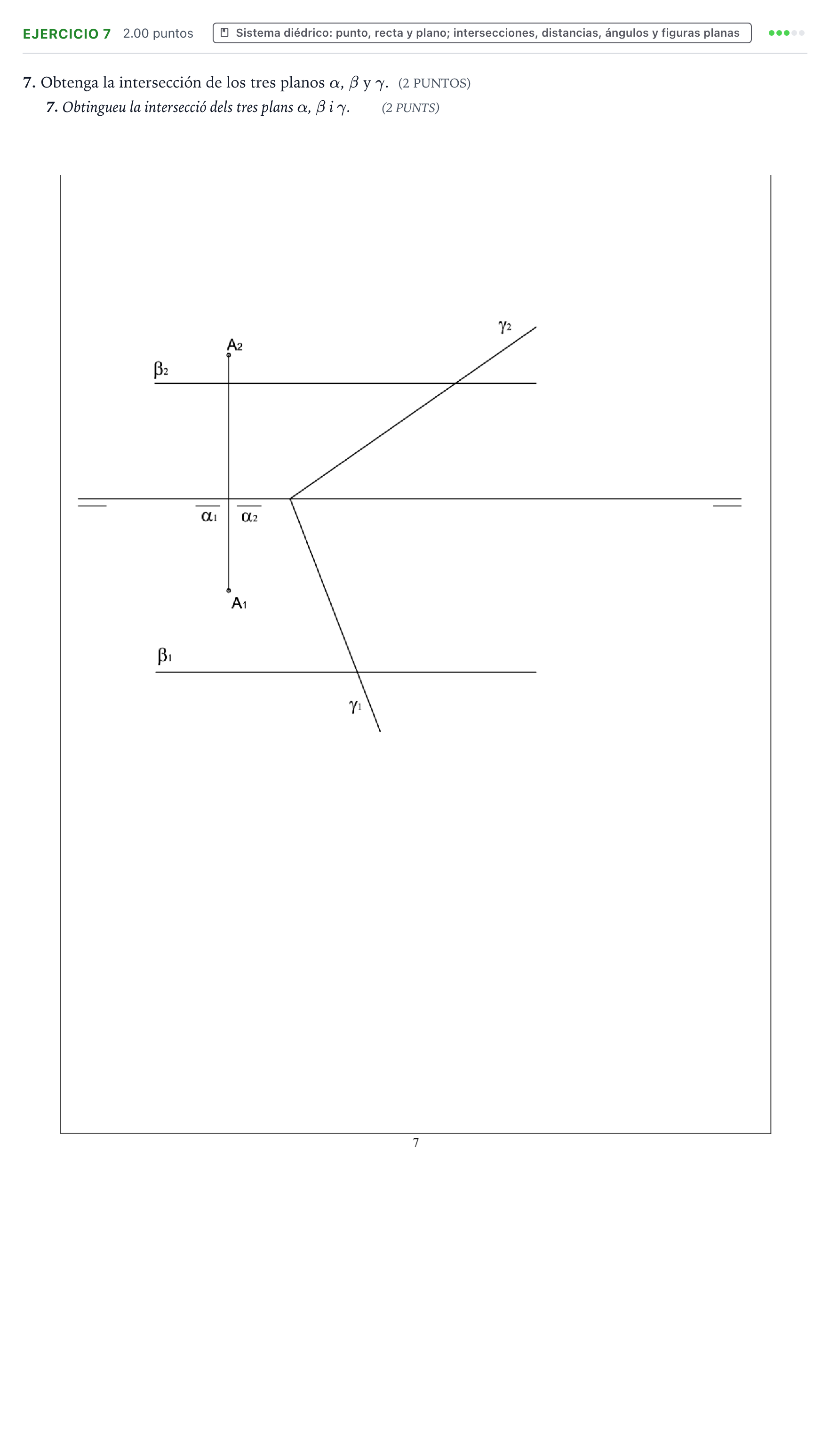 Enunciado: Problema 7 · Dibujo técnico II PAU Valencia Extraordinaria 2024