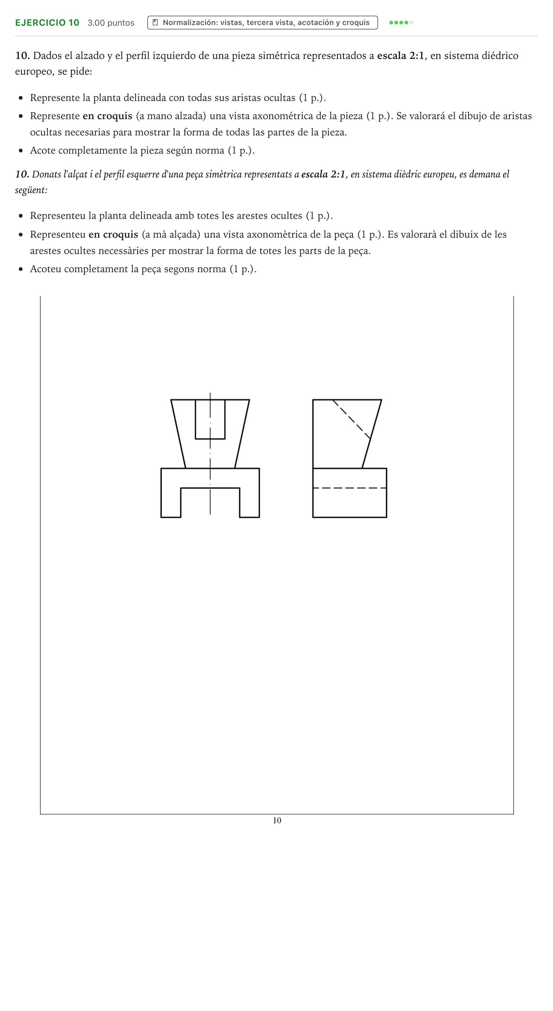 Enunciado: Problema 10 · Dibujo técnico II PAU Valencia Ordinaria 2024