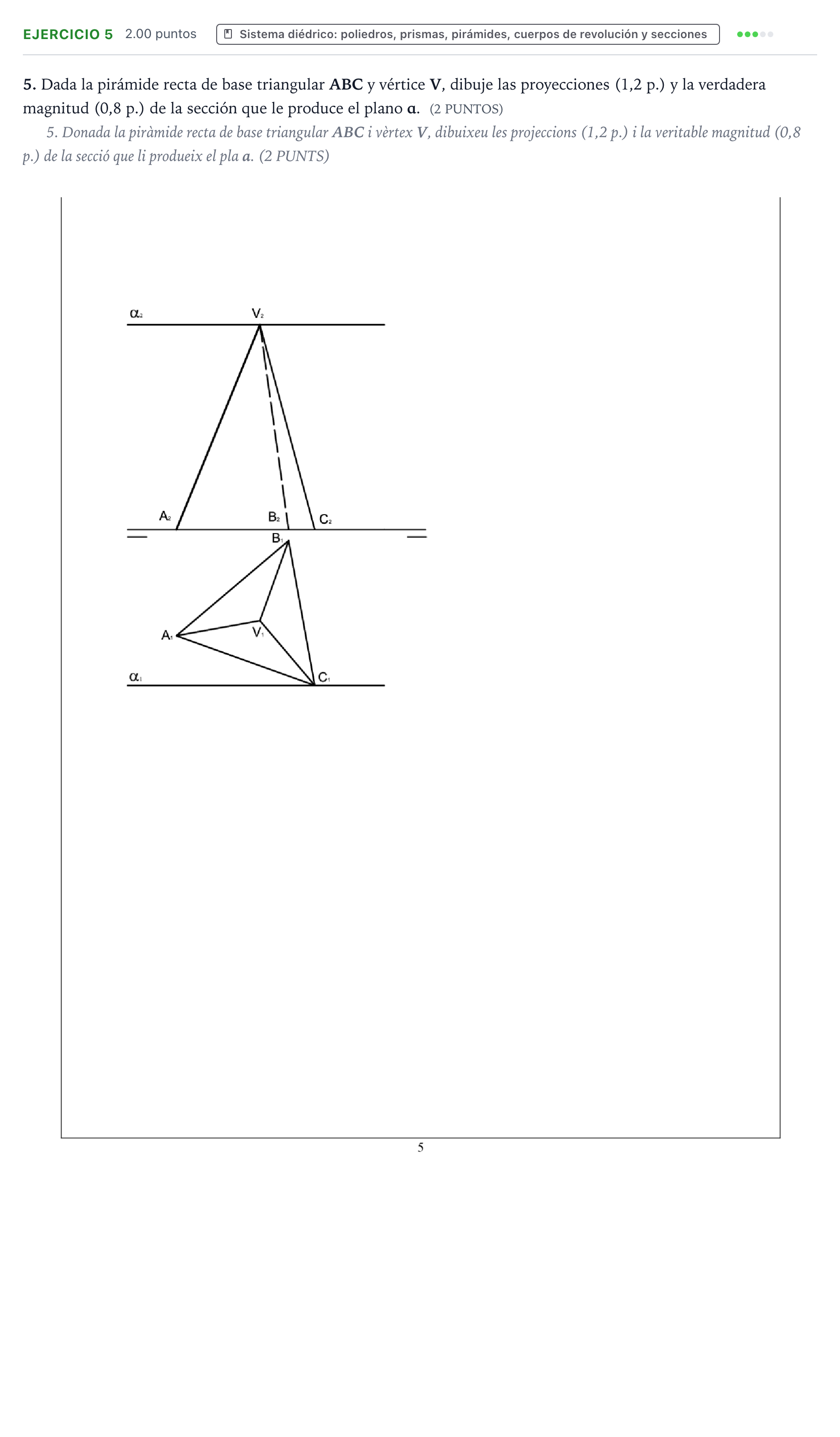 Enunciado: Problema 5 · Dibujo técnico II PAU Valencia Ordinaria 2024