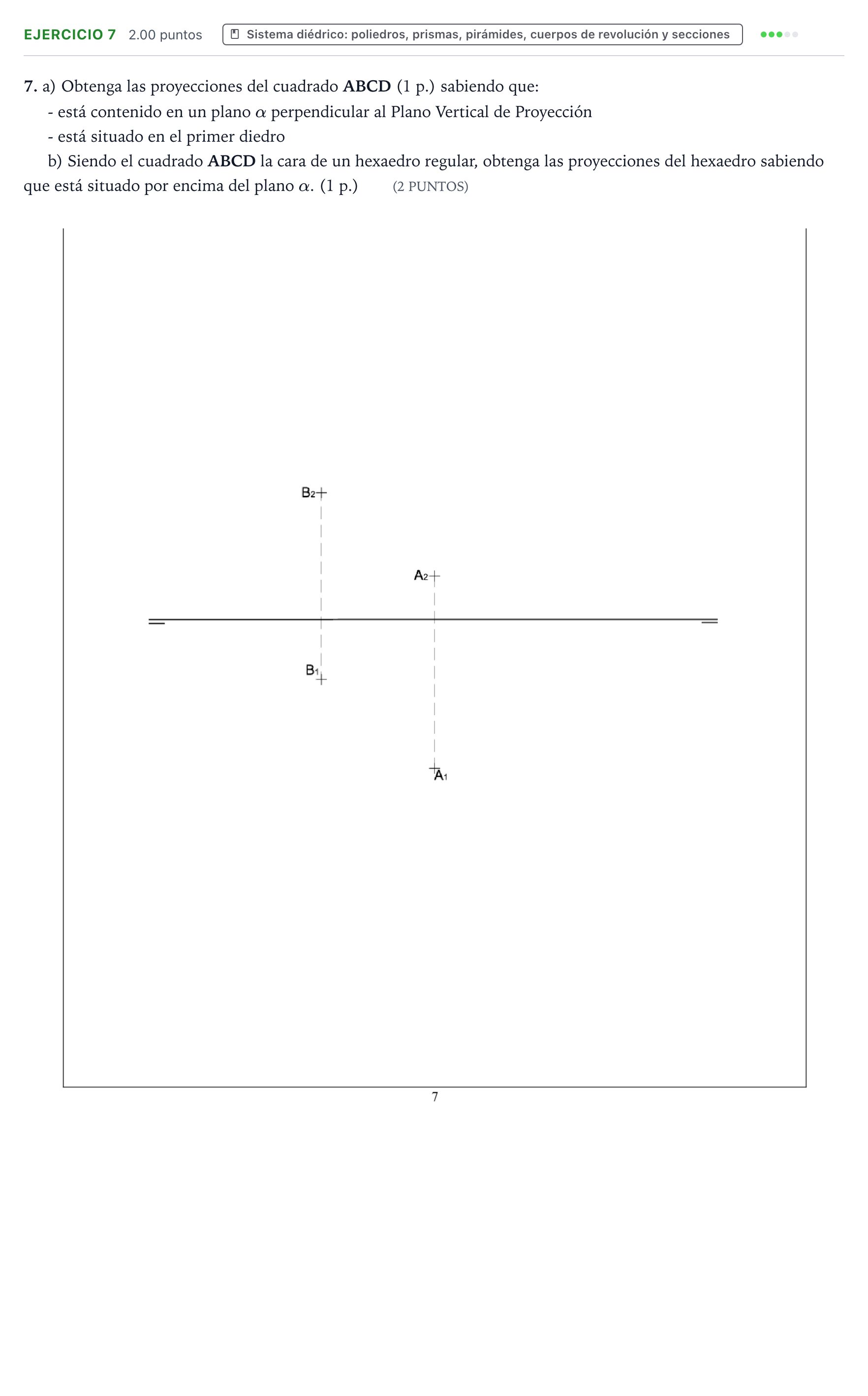 Enunciado: Problema 7 · Dibujo técnico II PAU Valencia Ordinaria 2024