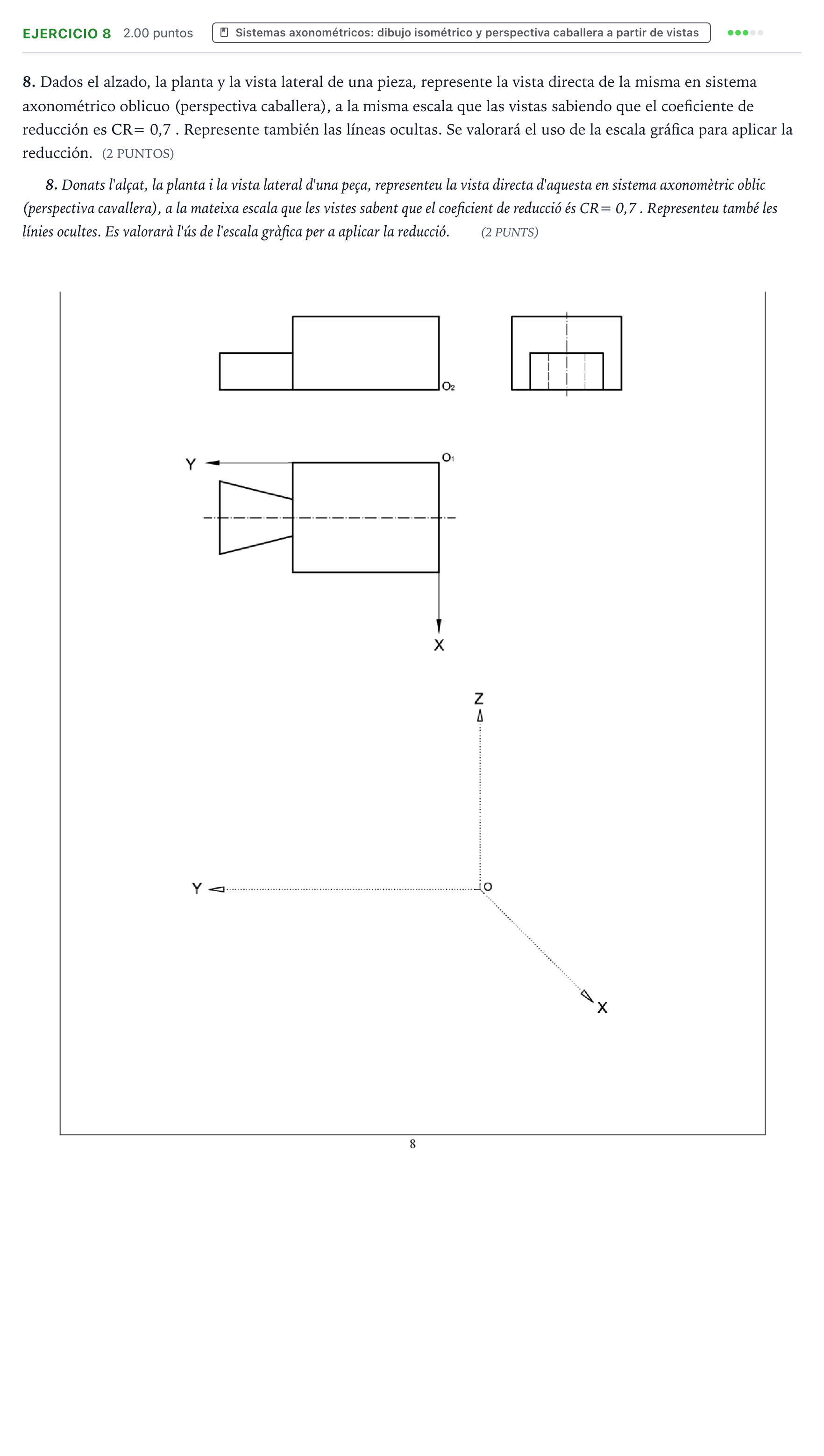 Enunciado: Problema 8 · Dibujo técnico II PAU Valencia Ordinaria 2024