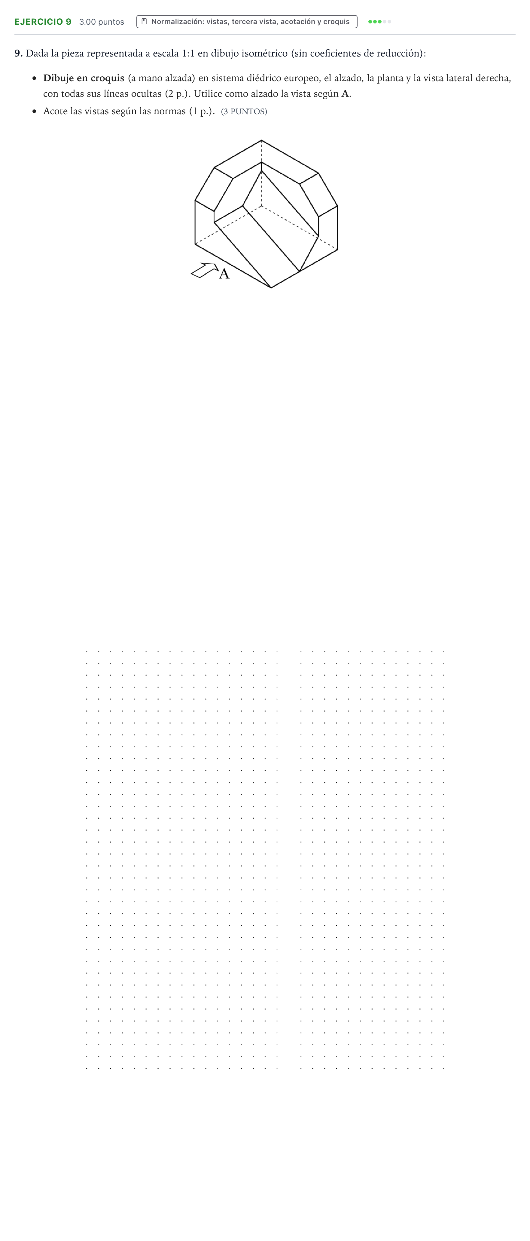 Enunciado: Problema 9 · Dibujo técnico II PAU Valencia Ordinaria 2024