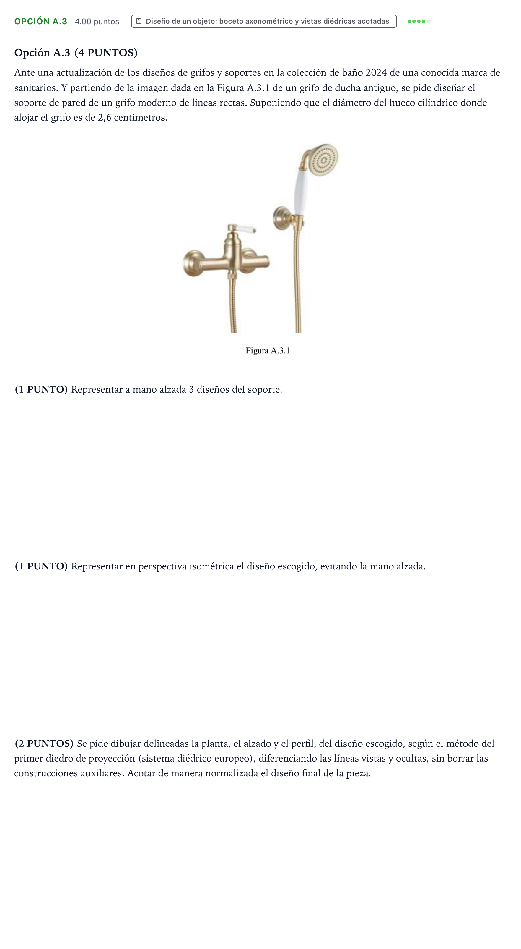 Enunciado: Opción A.3 · Dibujo Técnico Aplicado a las Artes Plásticas y al Diseño PAU Valencia Ordinaria 2024