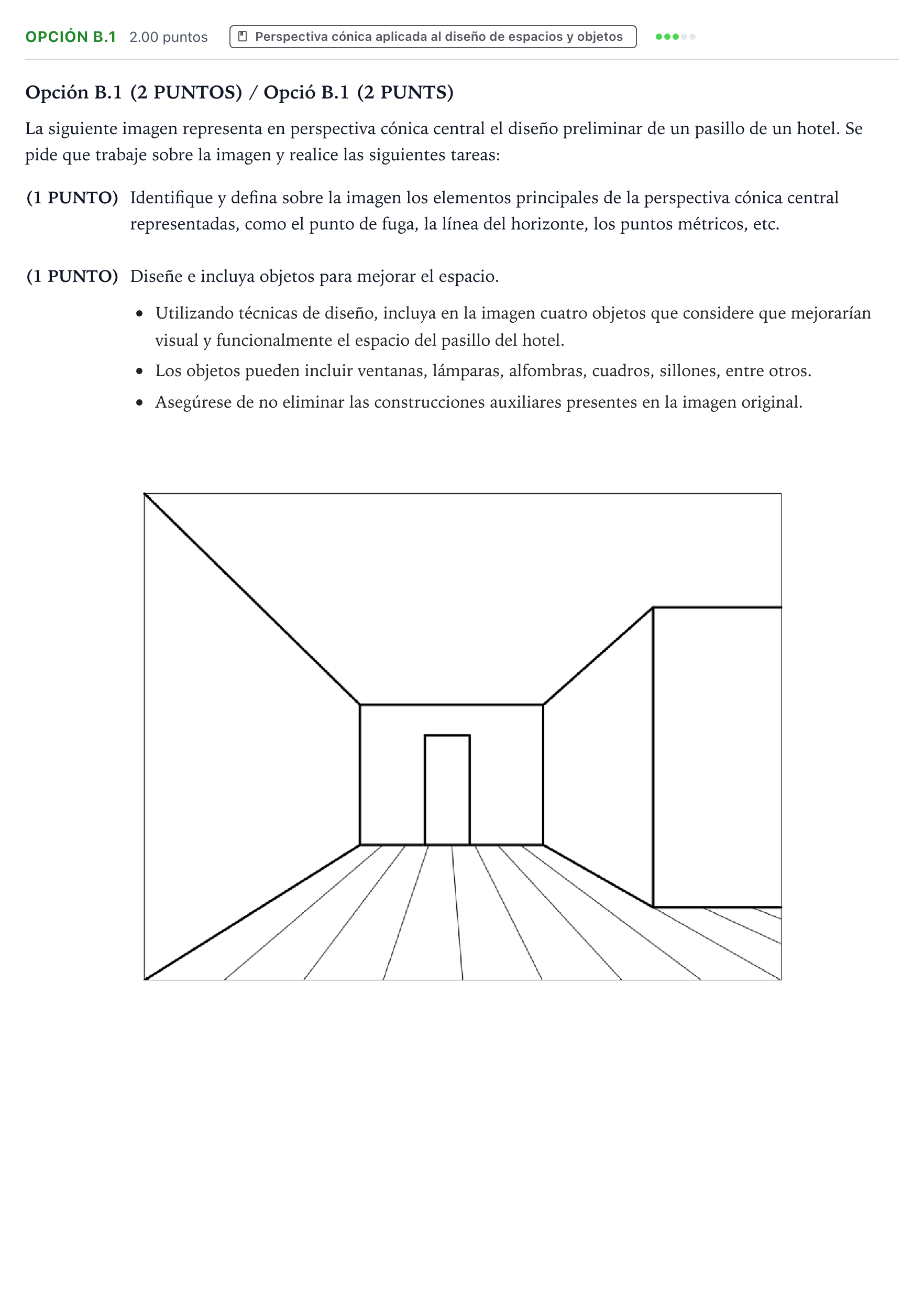 Enunciado: Opción B.1 · Dibujo Técnico Aplicado a las Artes Plásticas y al Diseño PAU Valencia Ordinaria 2024