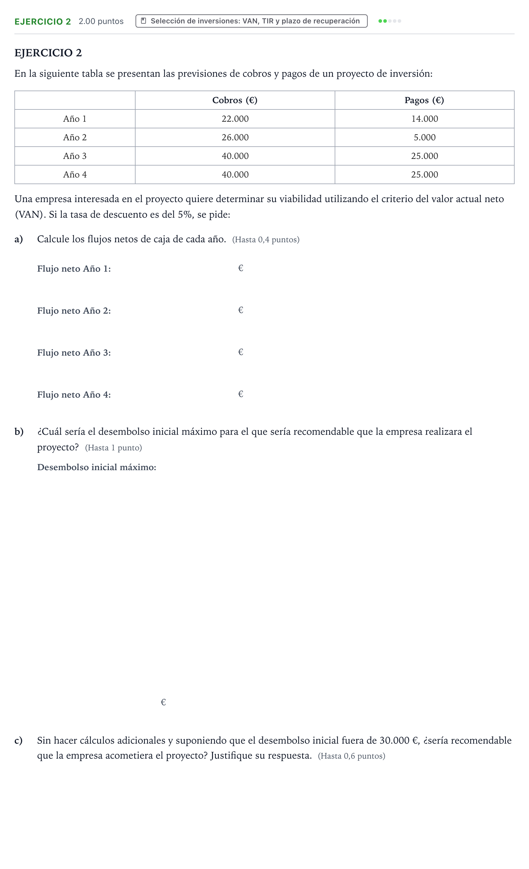 Enunciado: Ejercicio 2 · Empresa y Diseño de Modelos de Negocio PAU Valencia Extraordinaria 2024